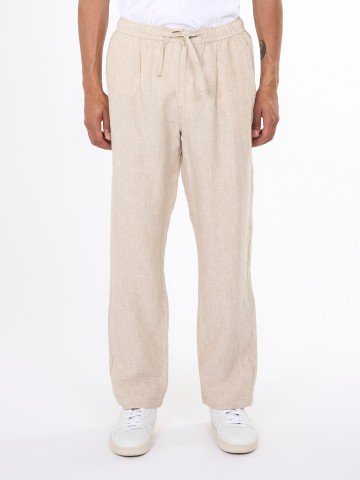 Hose Fig Loose Linen Pant yarndyed light feather gray Knowledge Cotton Apparel
