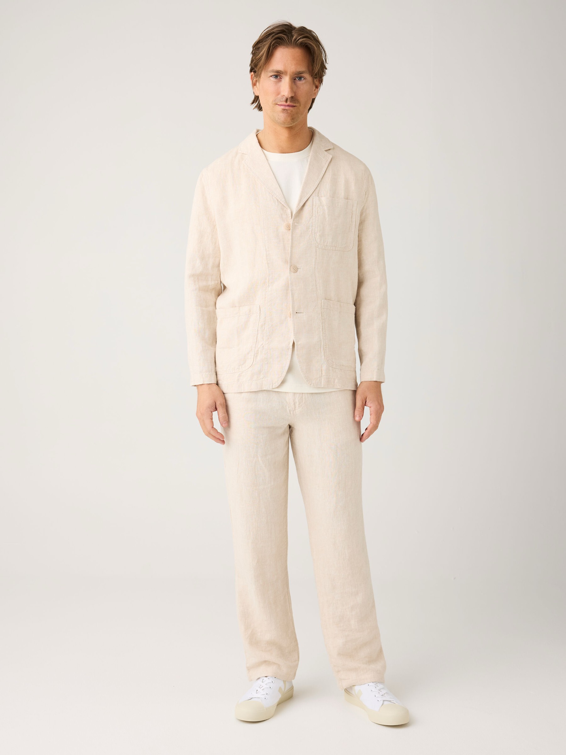 Hose Fig Loose Linen Pant yarndyed light feather gray Knowledge Cotton Apparel