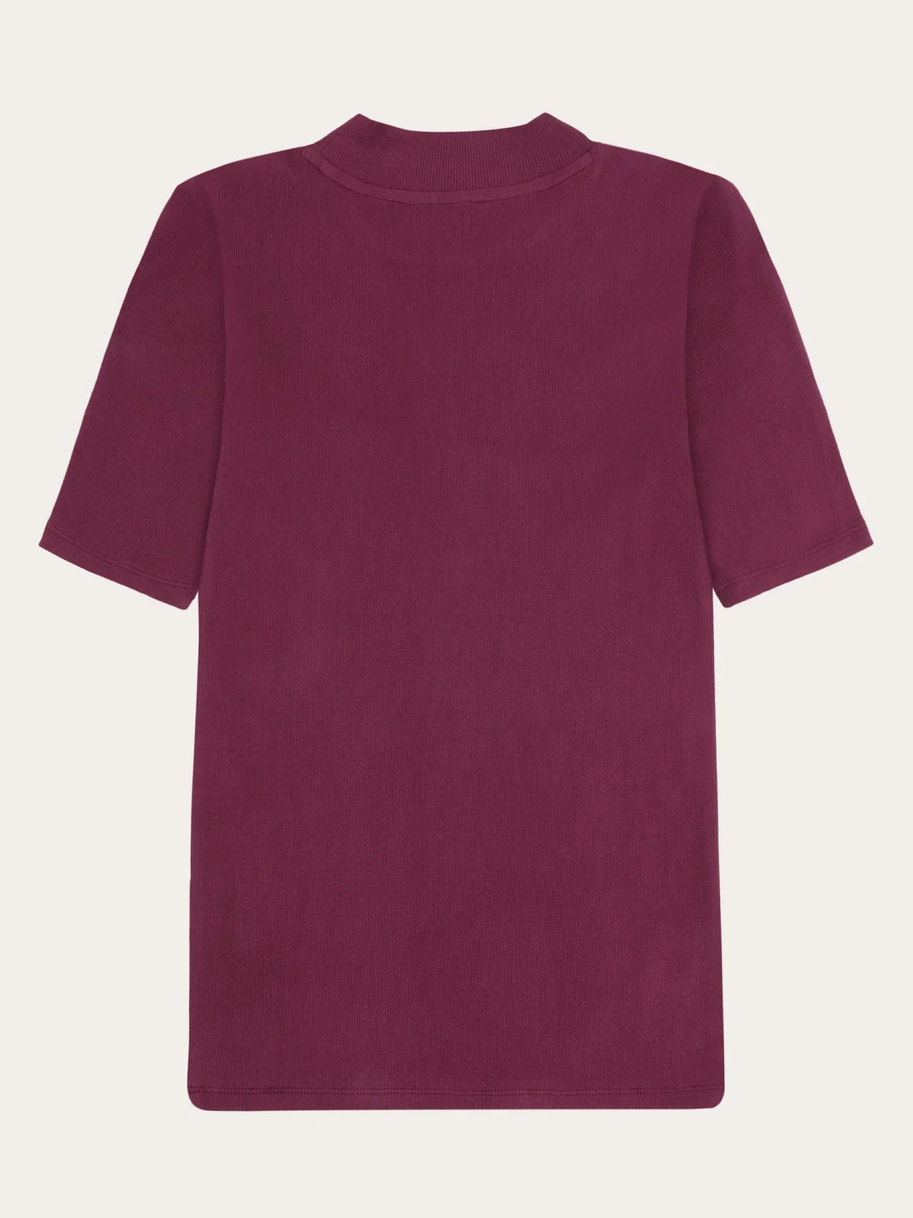 T-Shirt Rib High Neck Short Sleeved fig Knowledge Cotton Apparel