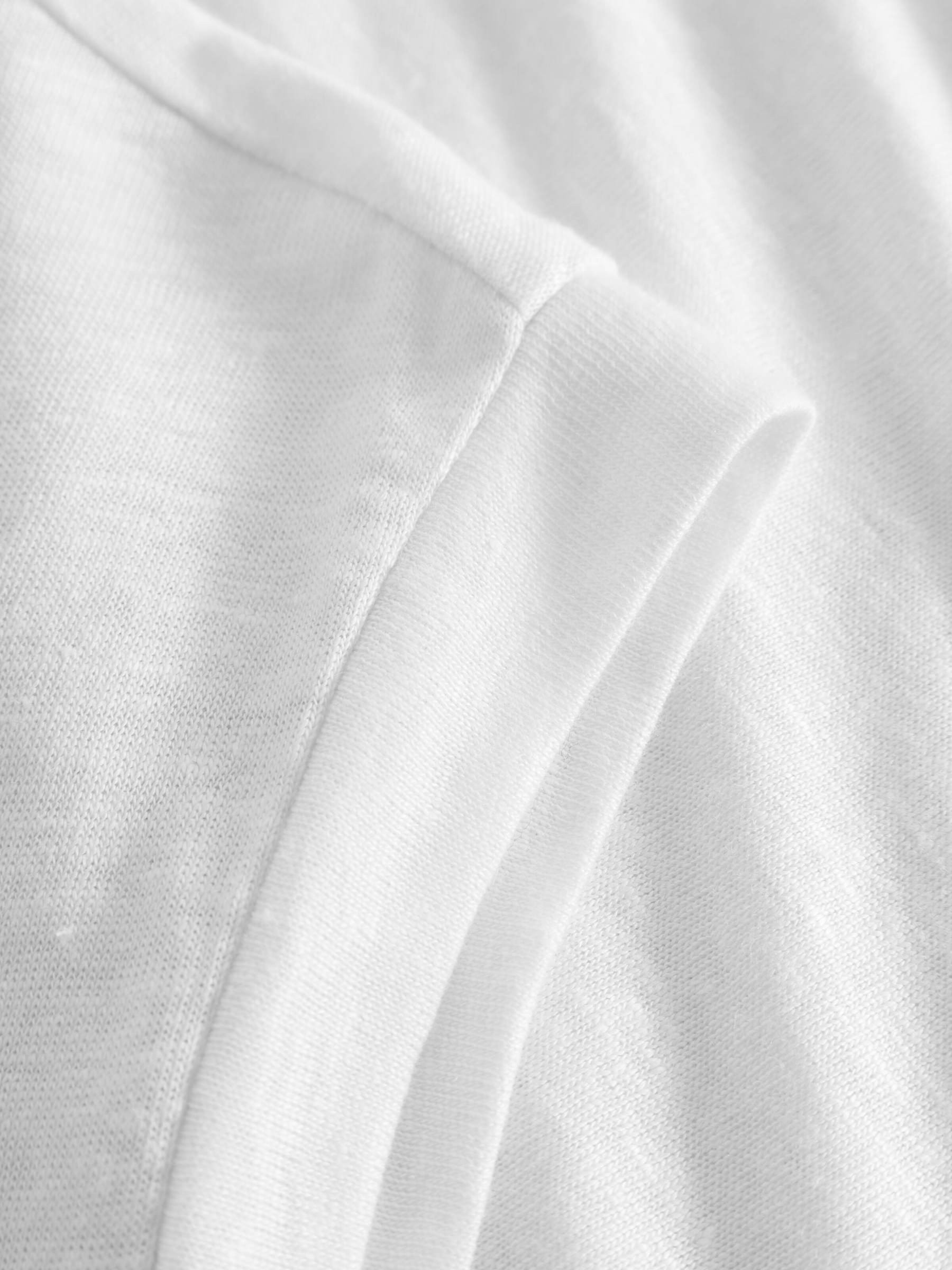 Top Loose Fold Up Linen T-Shirt bright white Knowledge Cotton Apparel