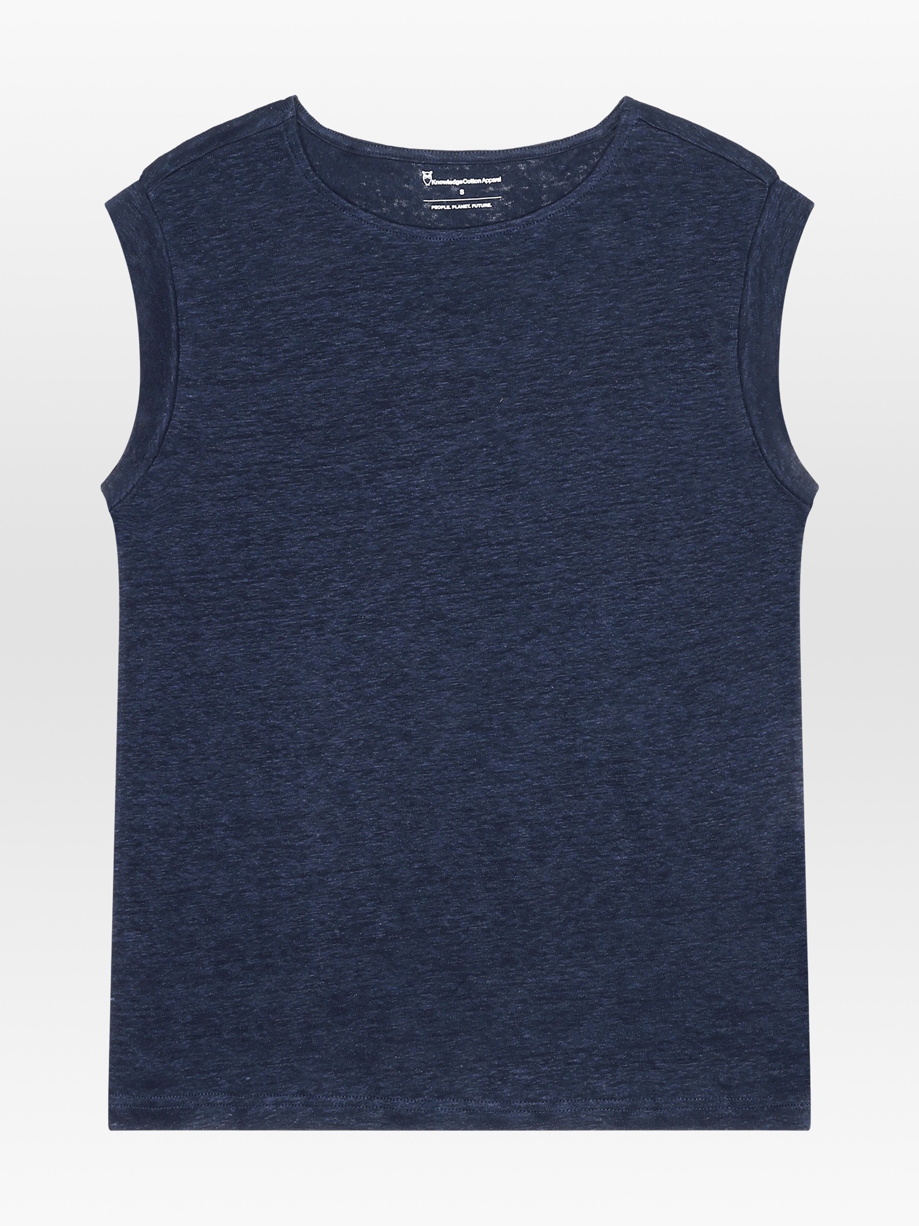 Top Loose Fold Up Linen T-Shirt total eclipse Knowledge Cotton Apparel