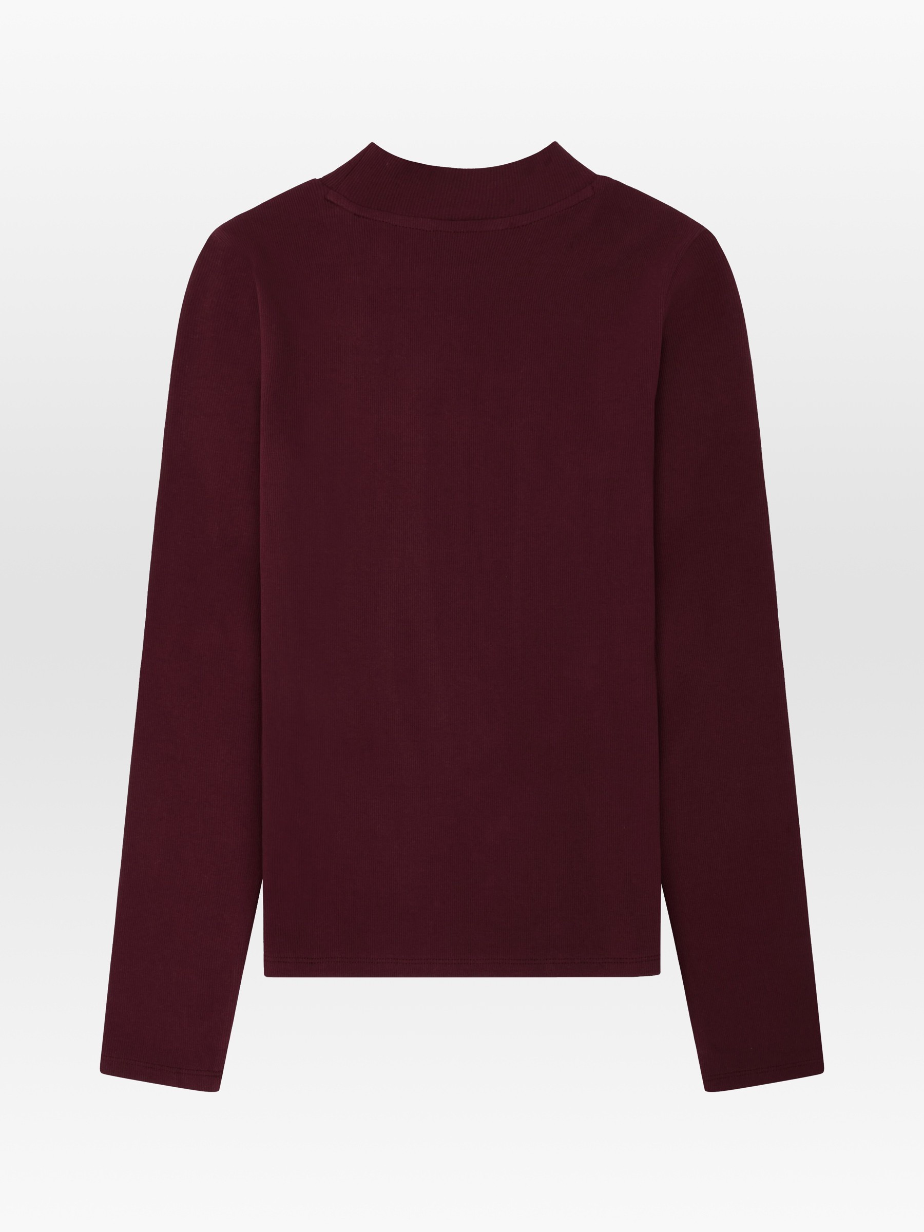 Rib High Neck Long Sleeved fig Knowledge Cotton Apparel