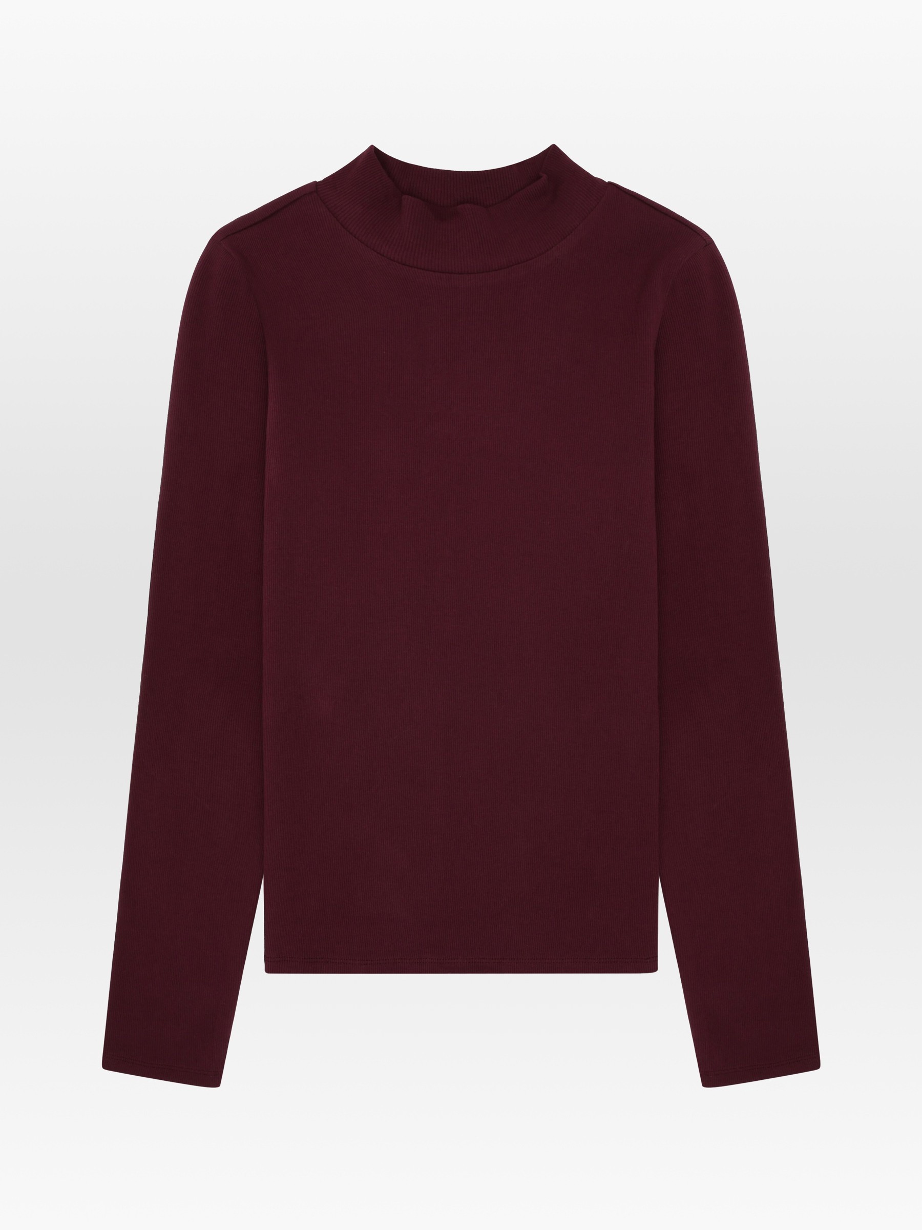 Rib High Neck Long Sleeved fig Knowledge Cotton Apparel