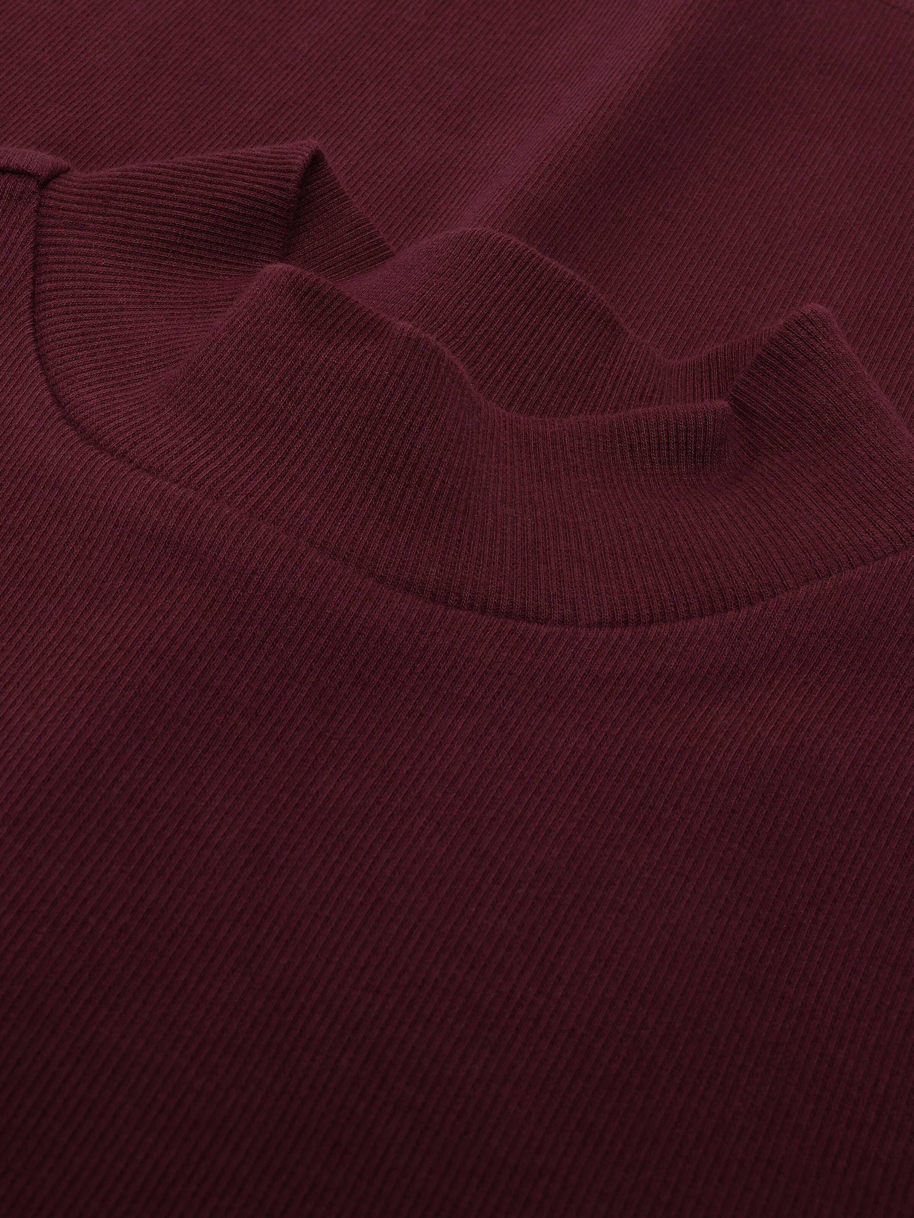 Rib High Neck Long Sleeved fig Knowledge Cotton Apparel