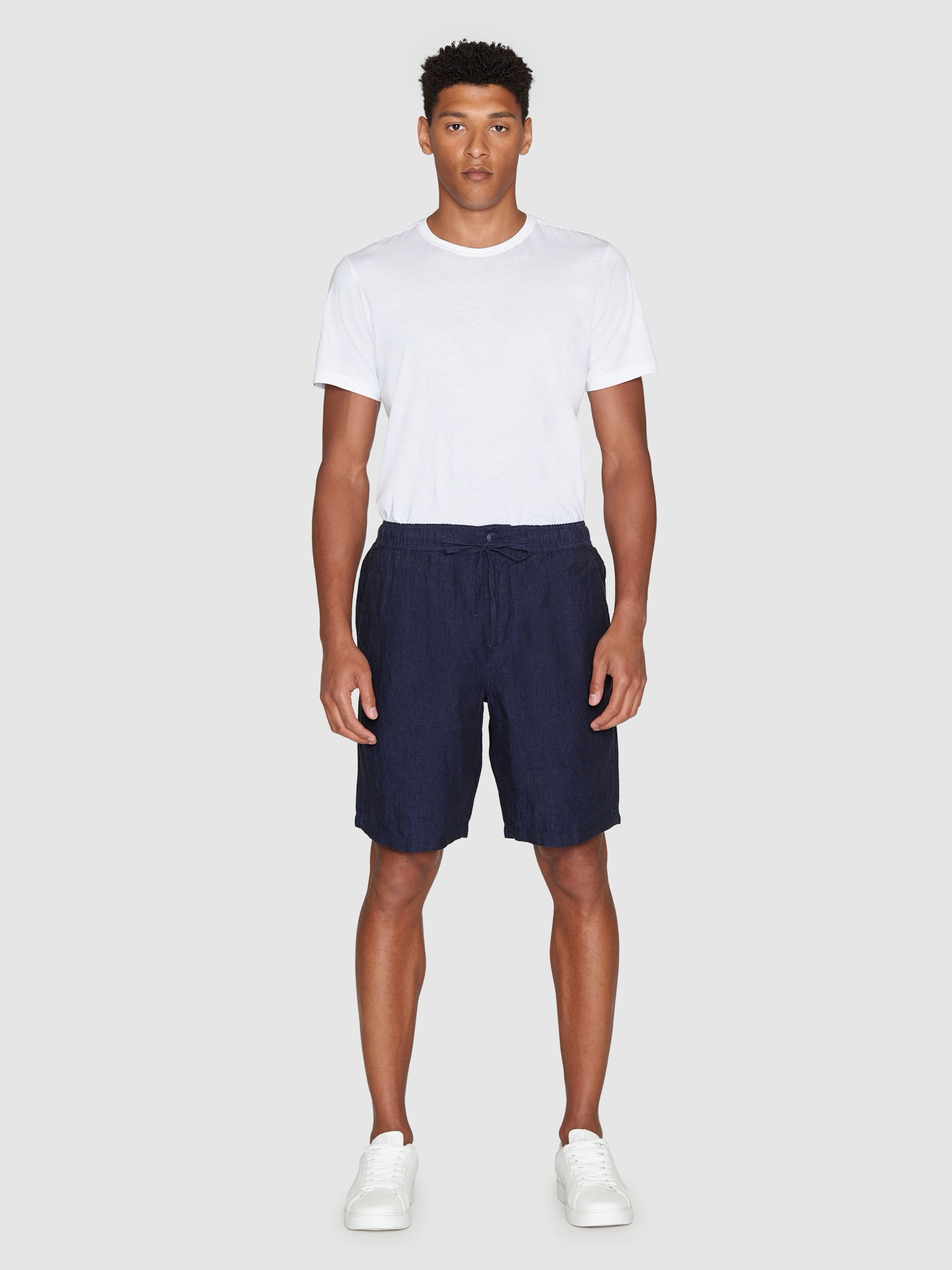 Hose Fig Loose Linen Shorts yarndyed total eclipse Knowledge Cotton Apparel