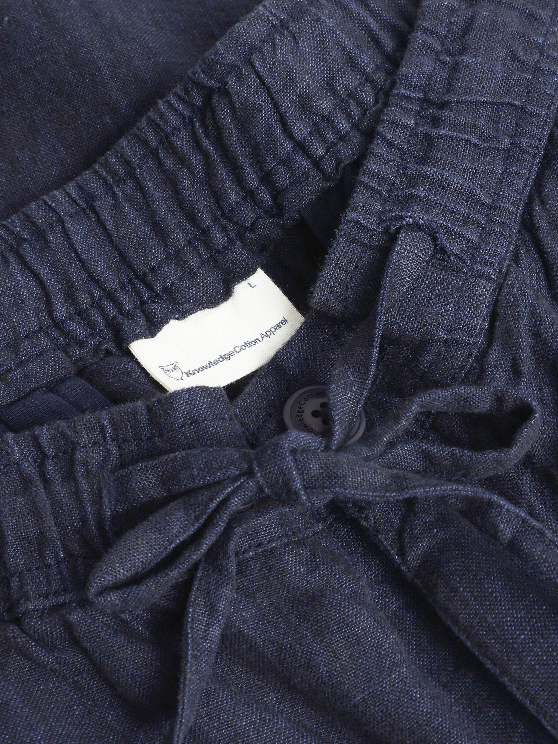Hose Fig Loose Linen Shorts yarndyed total eclipse Knowledge Cotton Apparel