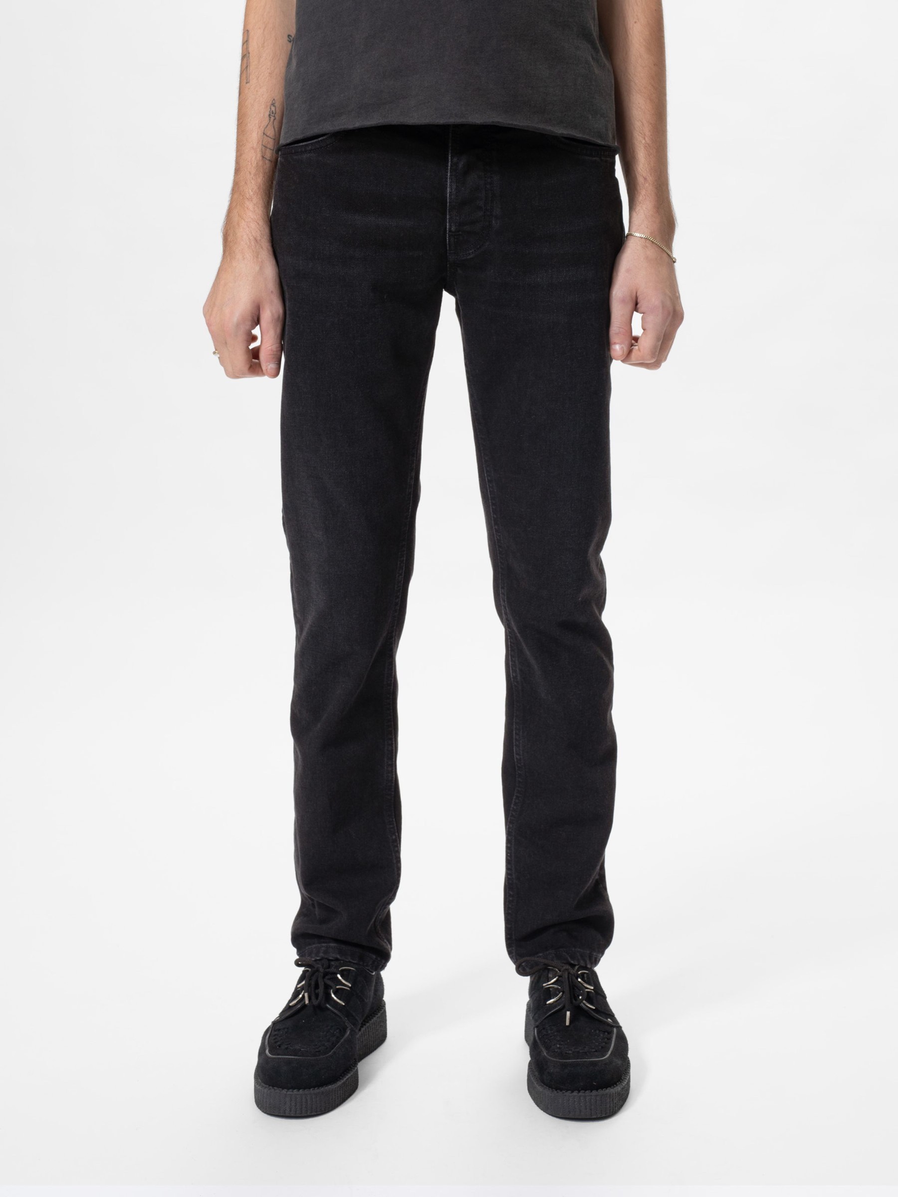 Jeanshose Solid Ollie black steel Nudie Jeans