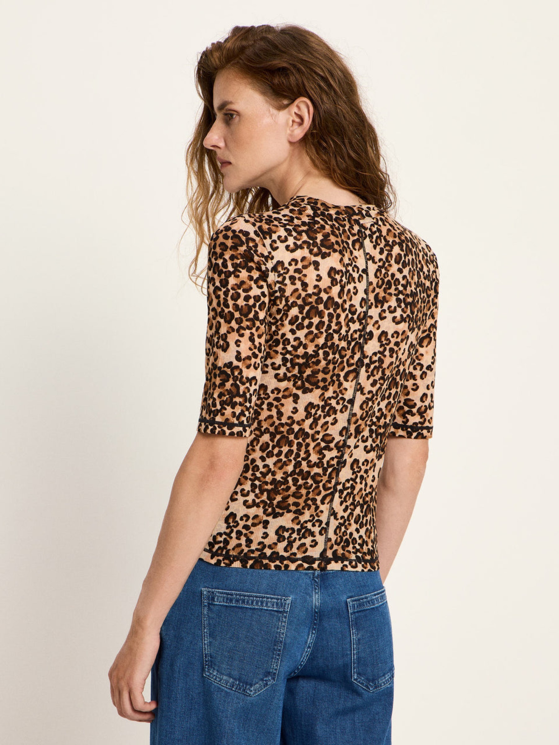 T-Shirt Stehkragenshirt aus TENCEL print leo Lanius