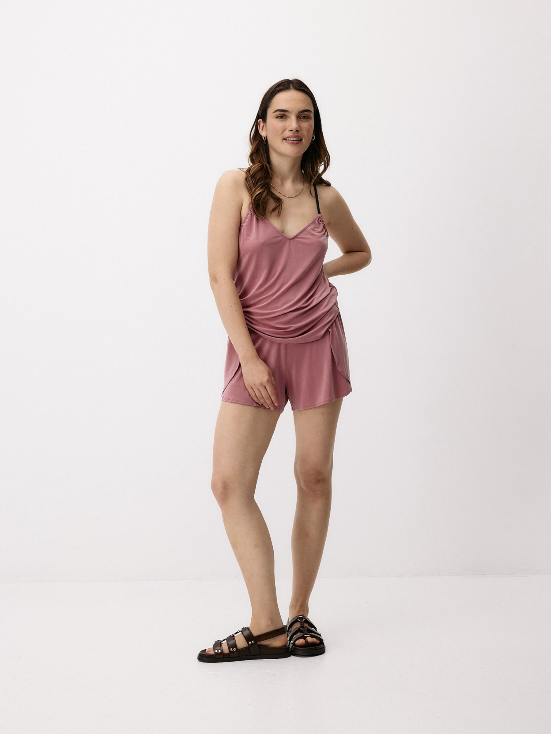 Hose Cupro Lounge Shorts blush rose Moya Kala