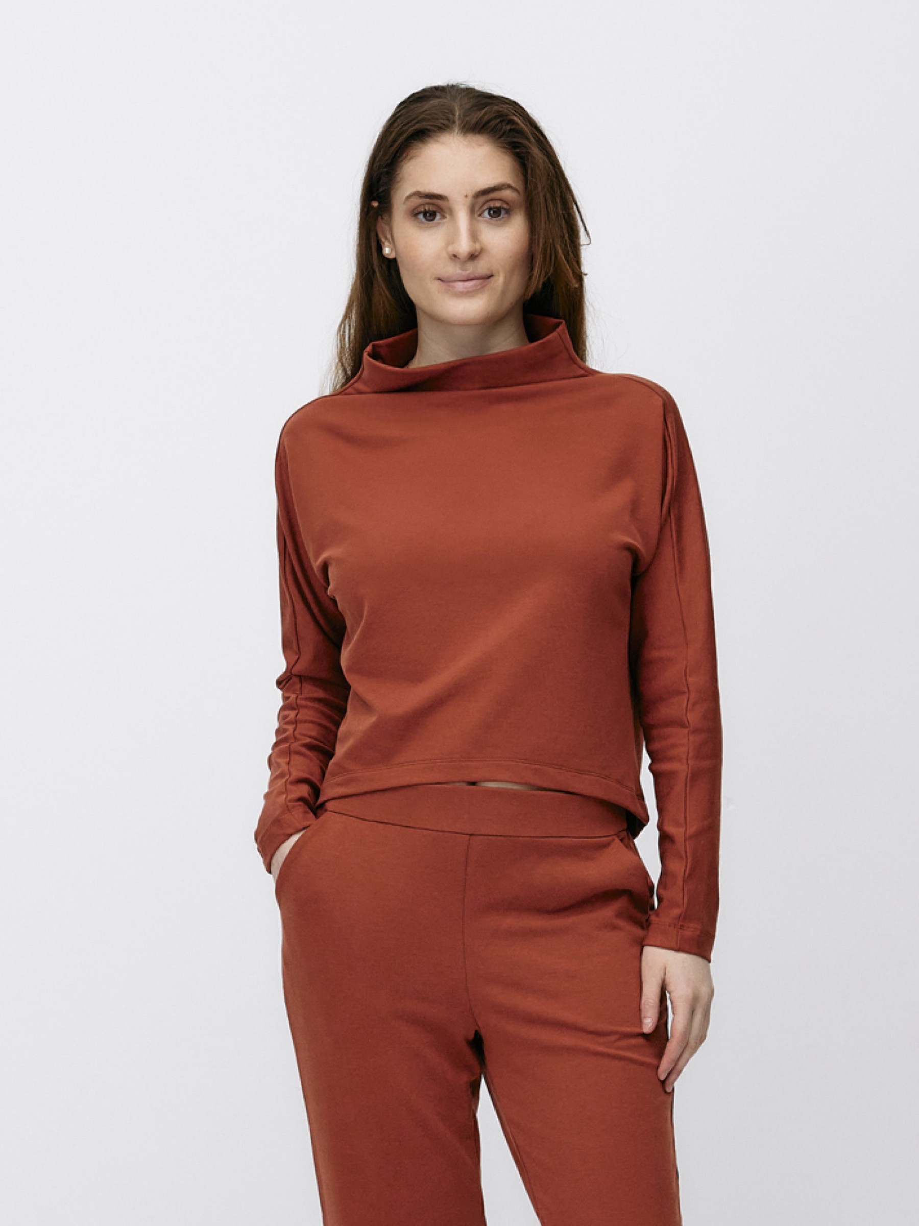 Pullover Formal Crop Sweater red camel Moya Kala