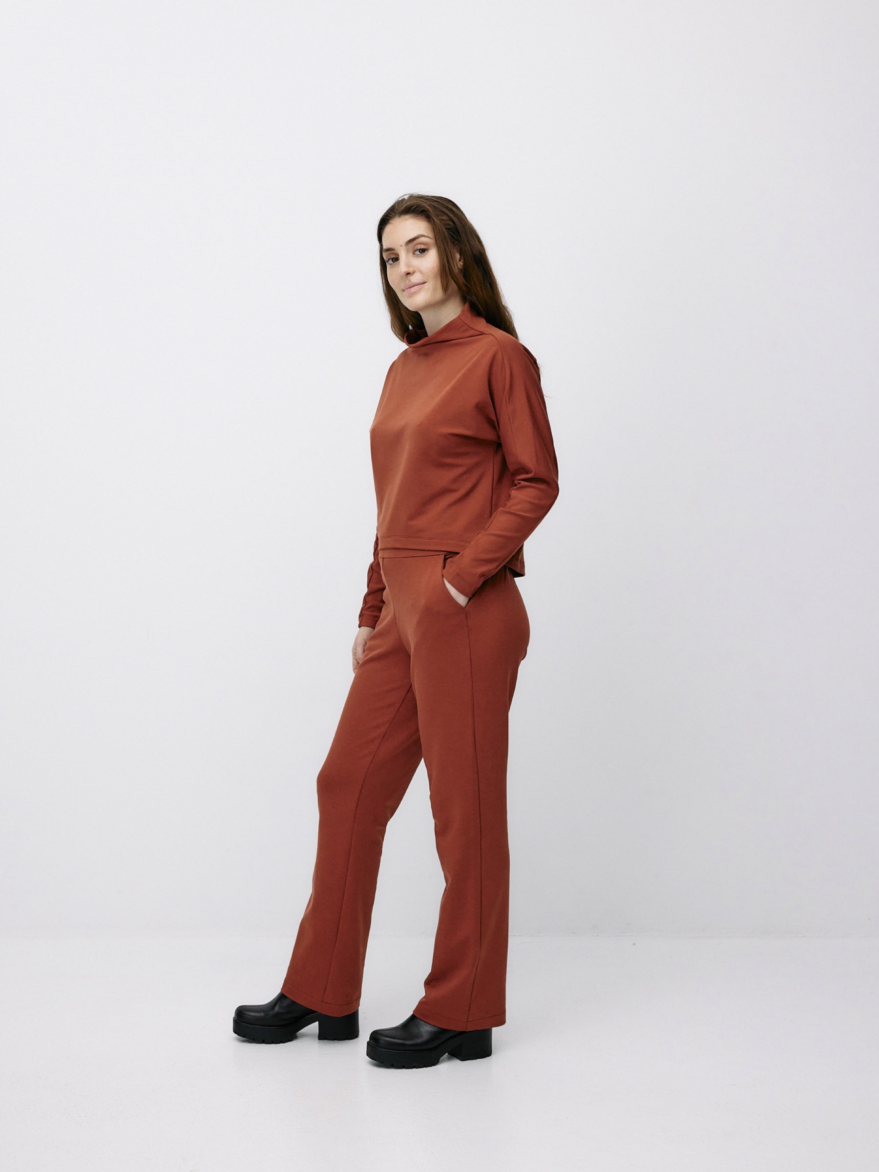 Pullover Formal Crop Sweater red camel Moya Kala