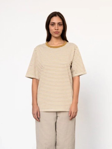 Striped T-Shirt caramel white Rotholz