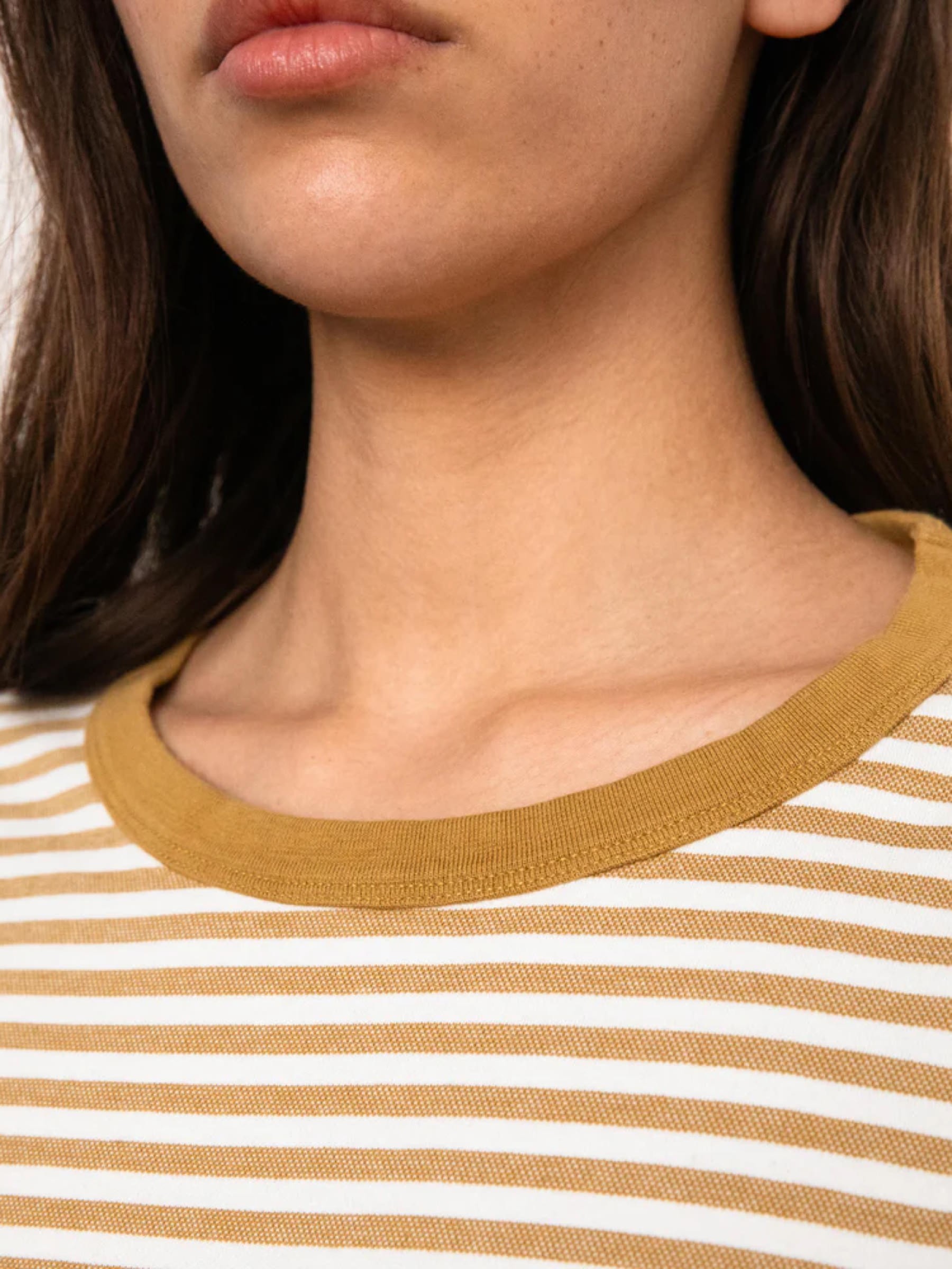 Striped T-Shirt caramel white Rotholz