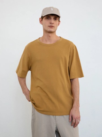 Waffle T-Shirt mustard yellow Rotholz