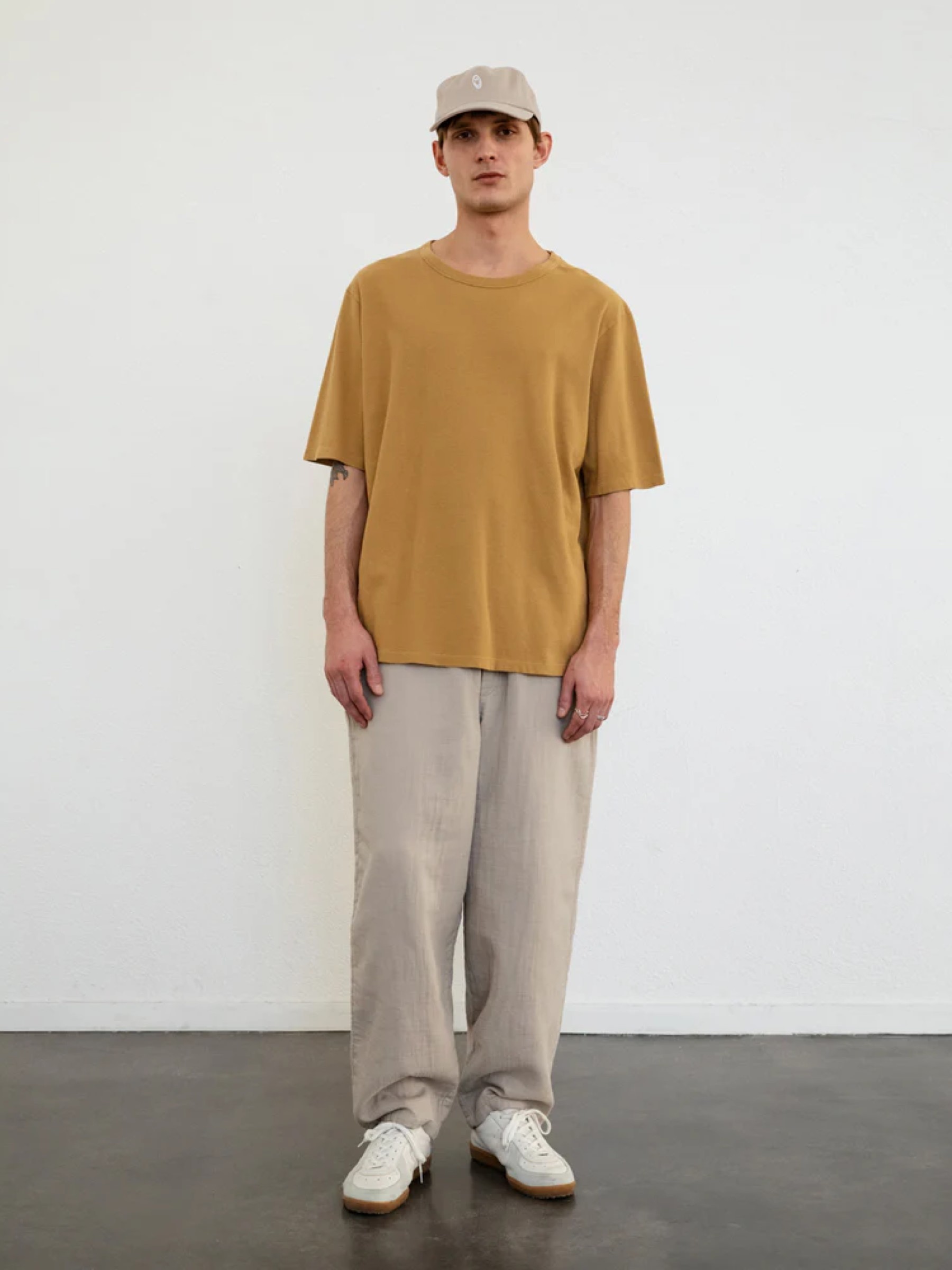 Waffle T-Shirt mustard yellow Rotholz