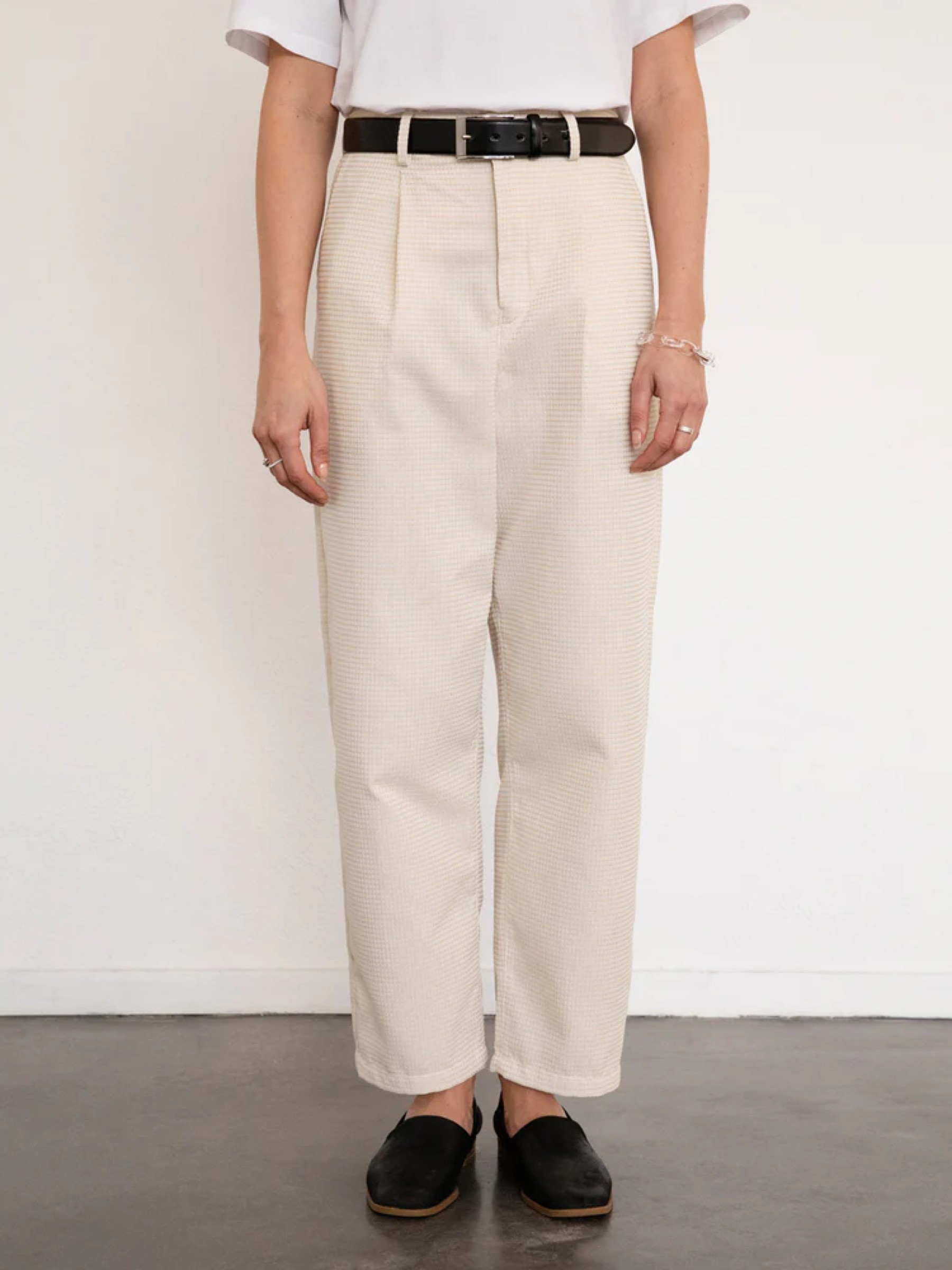 Hose Cropped Pantalone waffle sand Rotholz