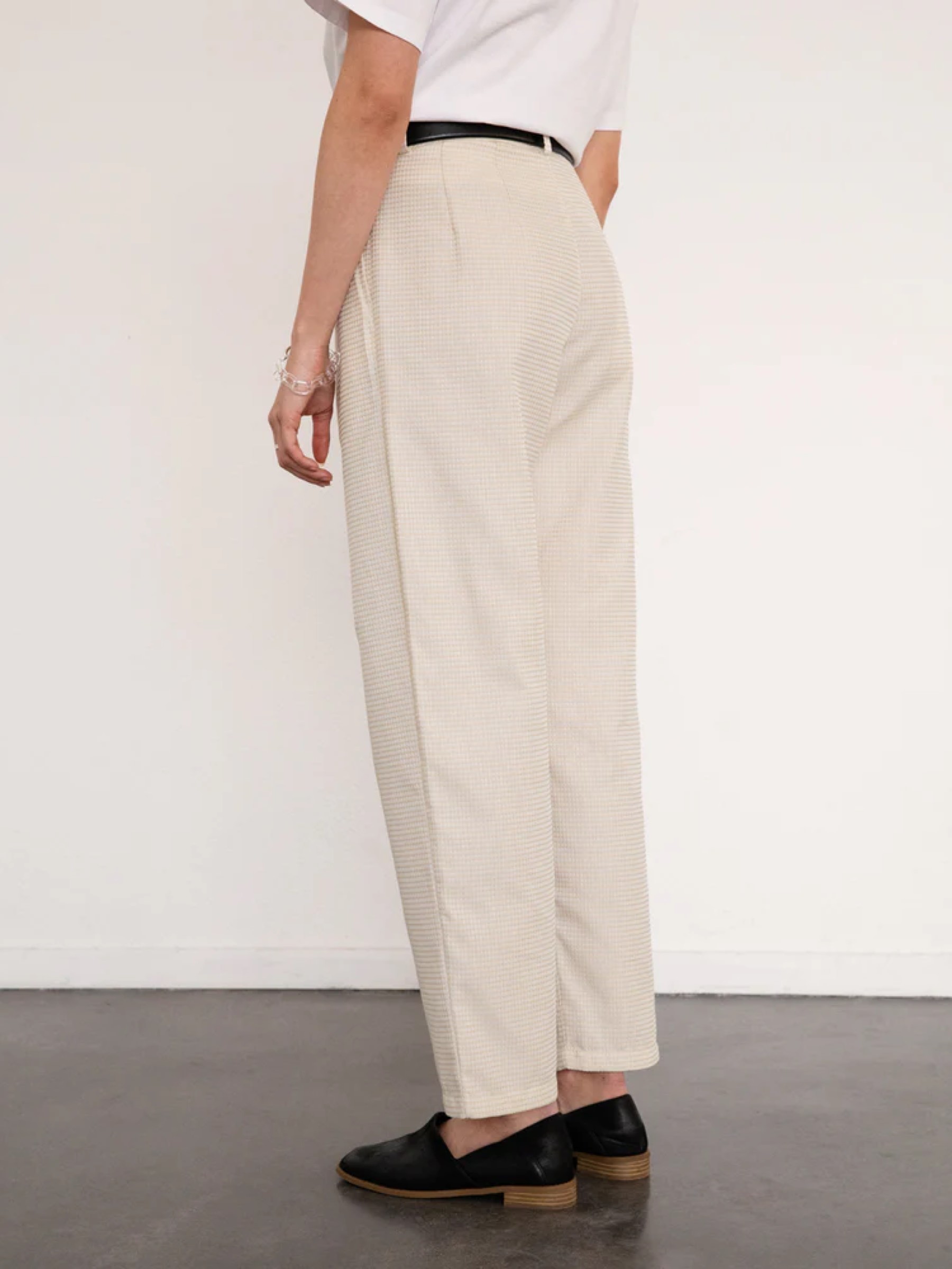 Hose Cropped Pantalone waffle sand Rotholz