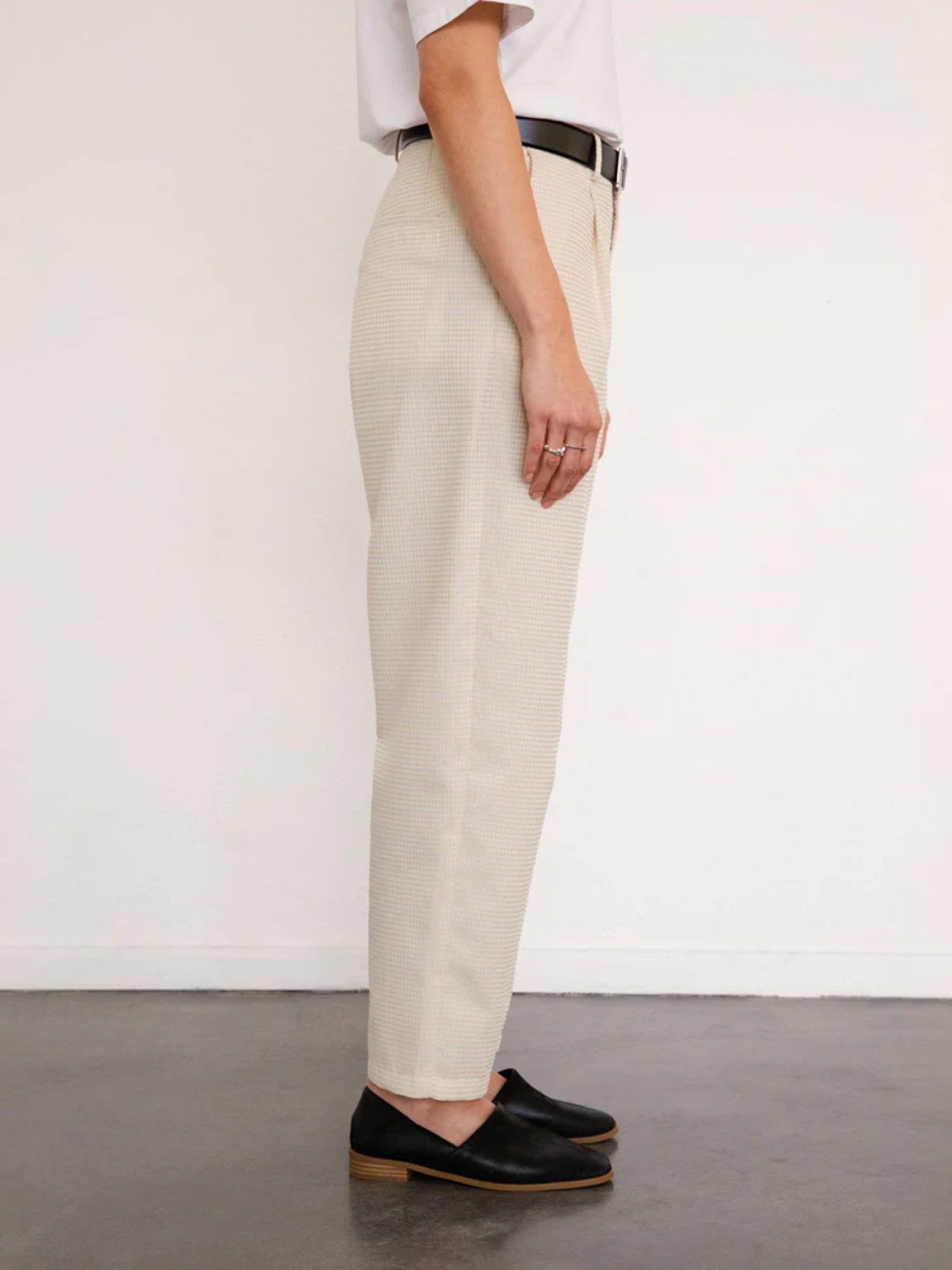 Hose Cropped Pantalone waffle sand Rotholz