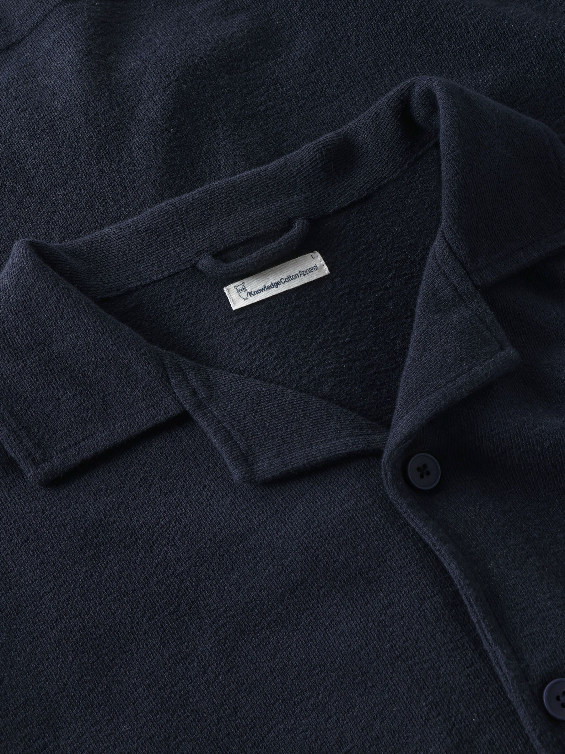 Kurzarmhemd Box Fit Short Sleeve Bouclé Shirt night sky Knowledge Cotton Apparel
