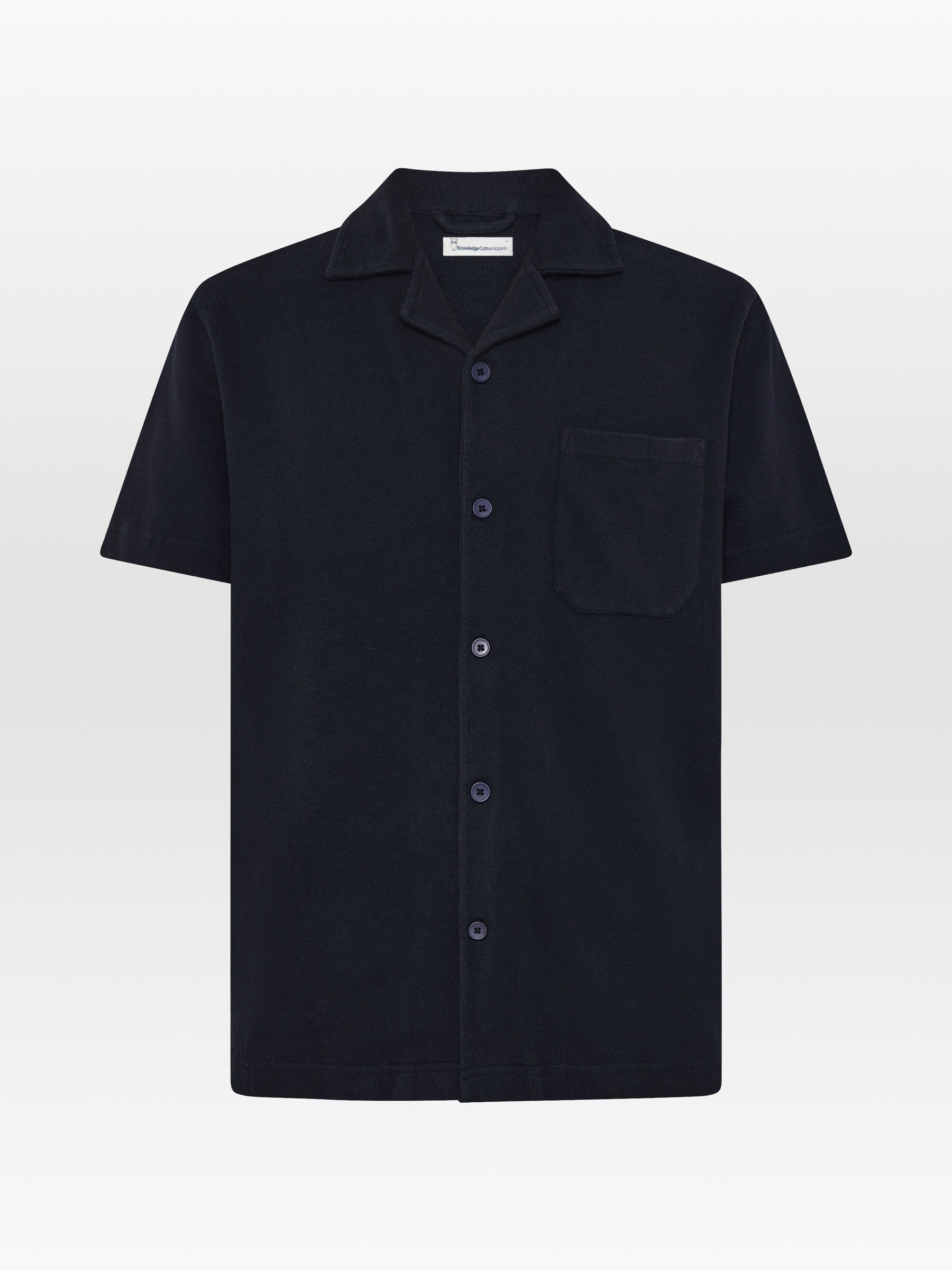 Kurzarmhemd Box Fit Short Sleeve Bouclé Shirt night sky Knowledge Cotton Apparel