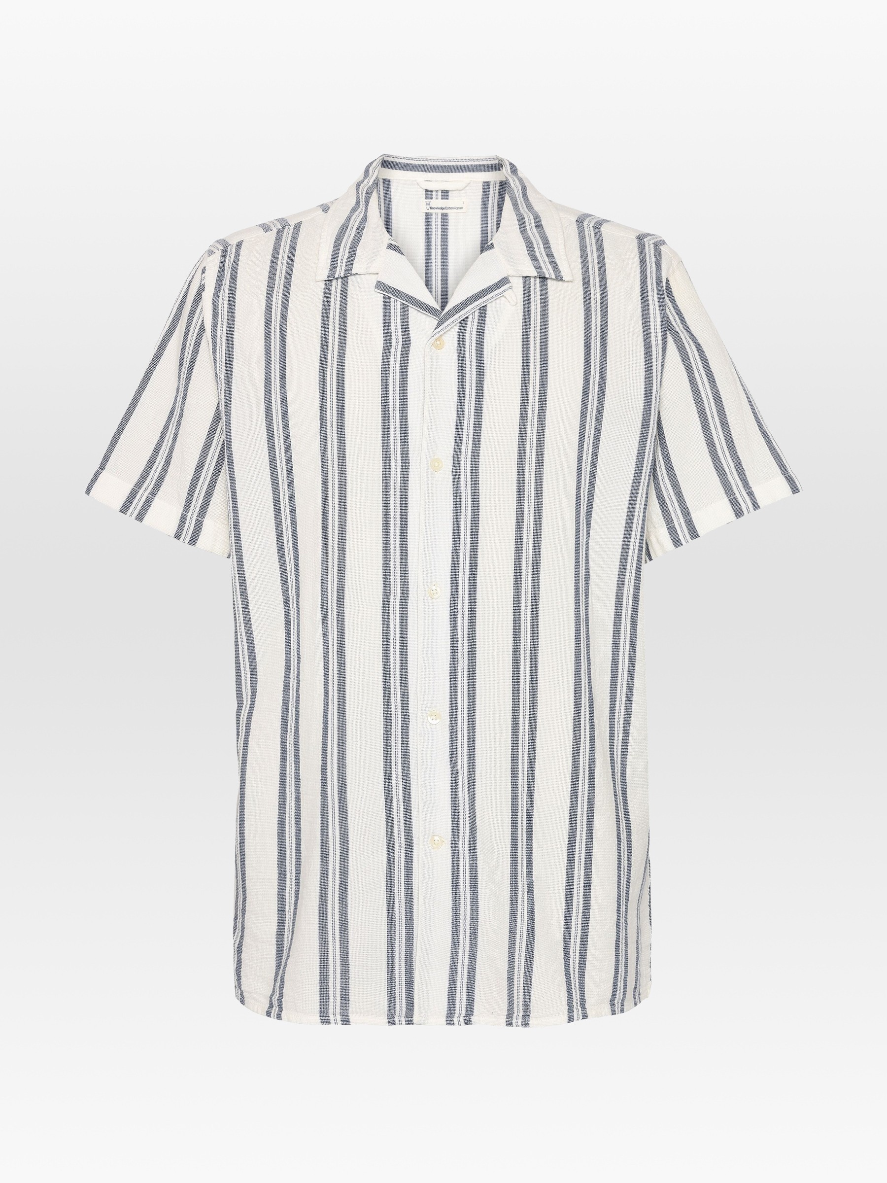 Kurzarmhemd Box Short Sleeve Striped Cotton Shirt blue stripe Knowledge Cotton Apparel