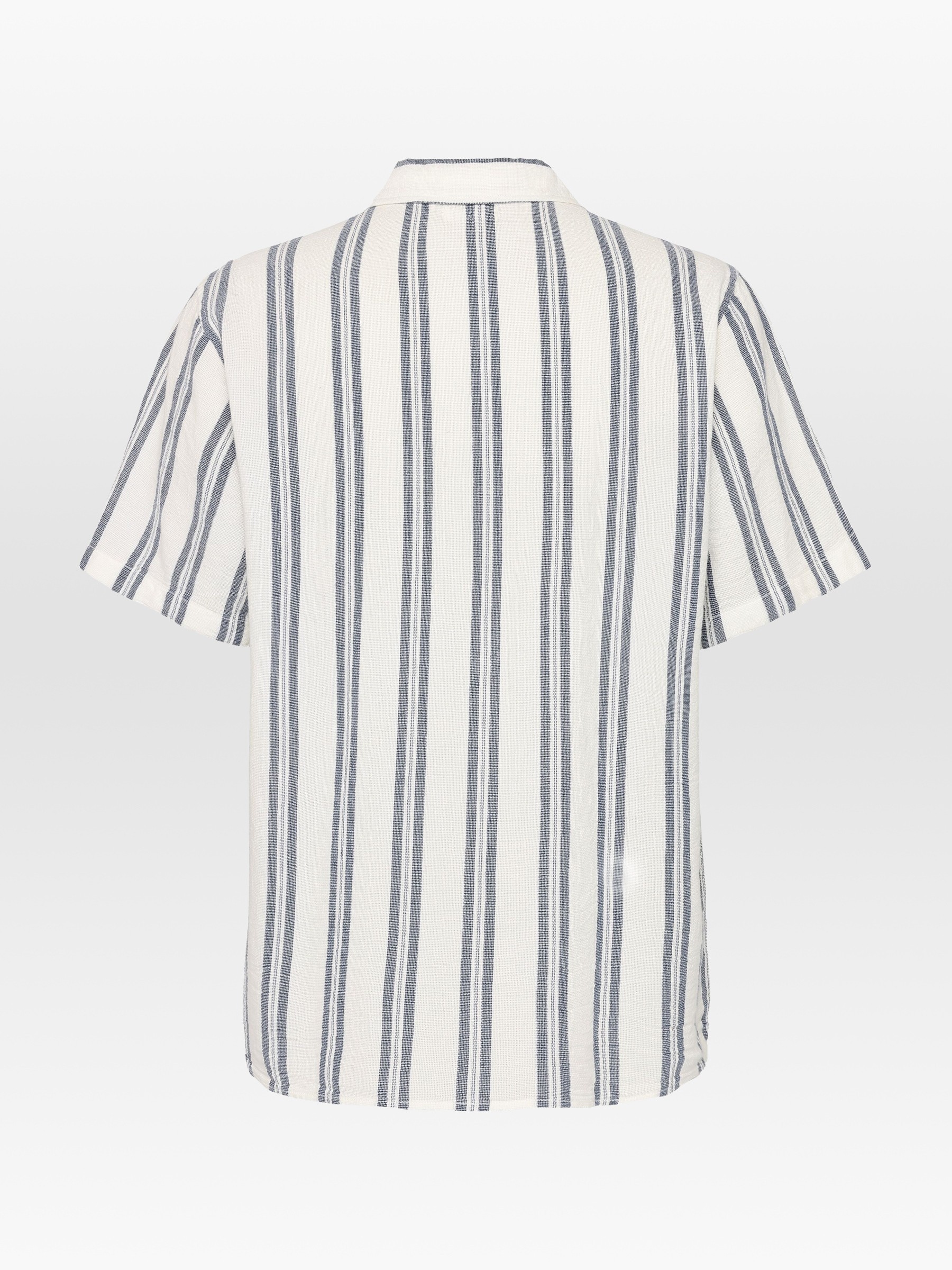 Kurzarmhemd Box Short Sleeve Striped Cotton Shirt blue stripe Knowledge Cotton Apparel