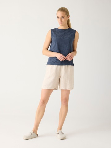 Kurze Hose Posey Linen Shorts yarndyed - light feather gray Knowledge Cotton Apparel