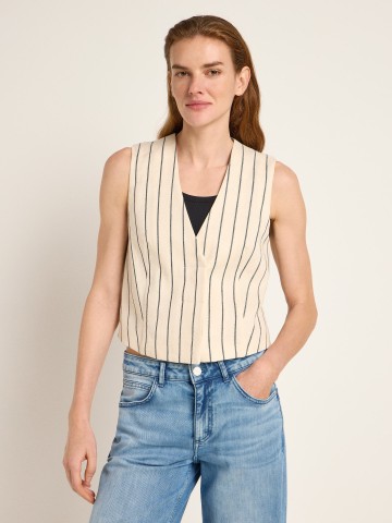 Streifenweste creme black Lanius