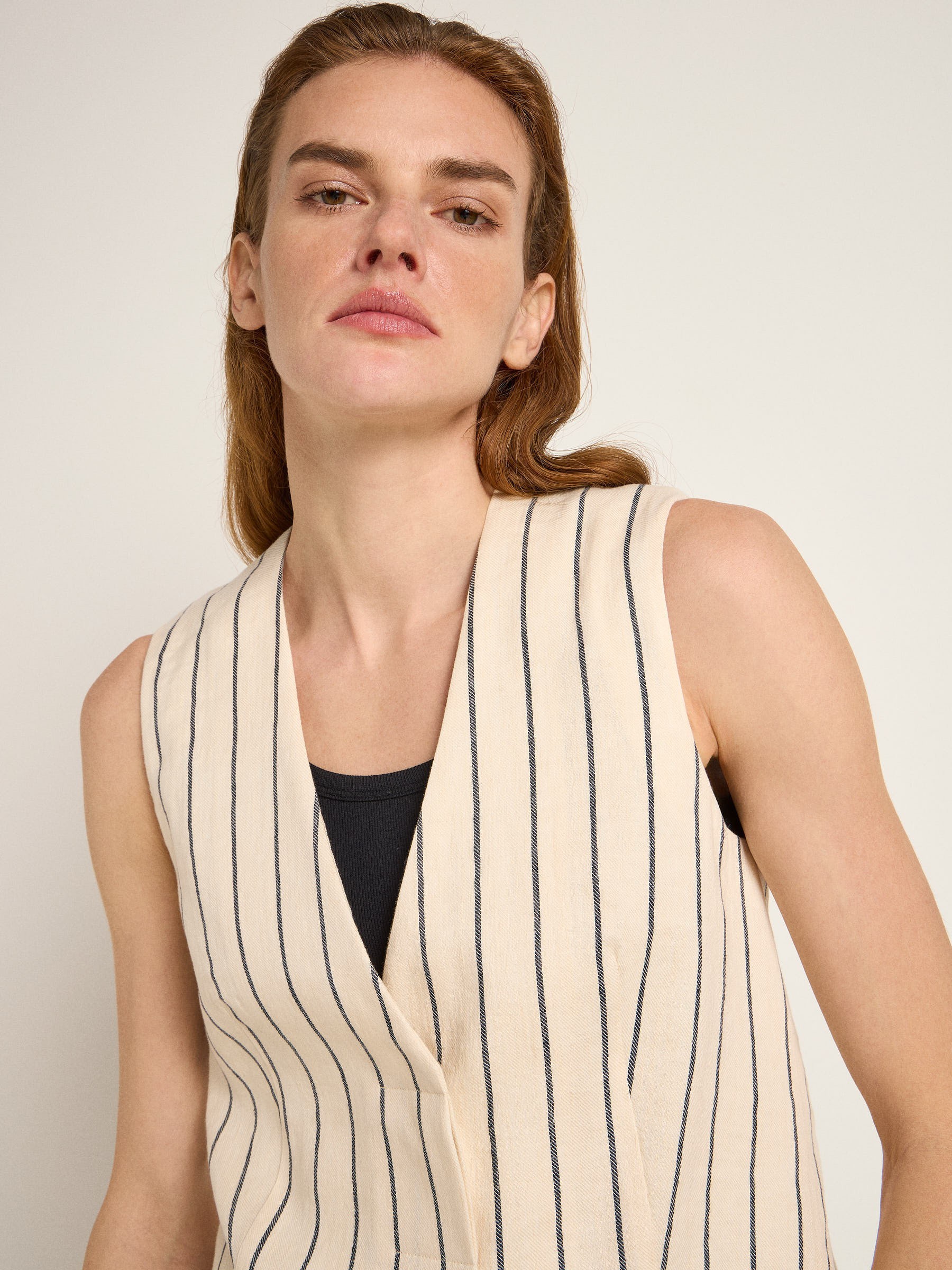 Streifenweste creme black Lanius