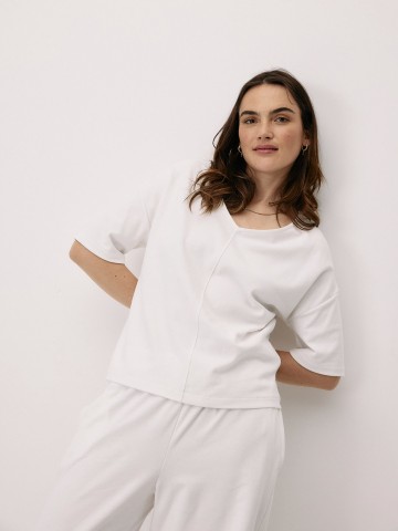 T-Shirt Pure Cotton Reversible Top vanilla white Moya Kala