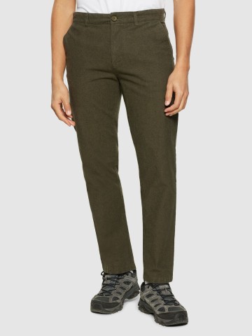 Hose Chuck Regular Flannel Chino Pants dark olive Knowledge Cotton Apparel