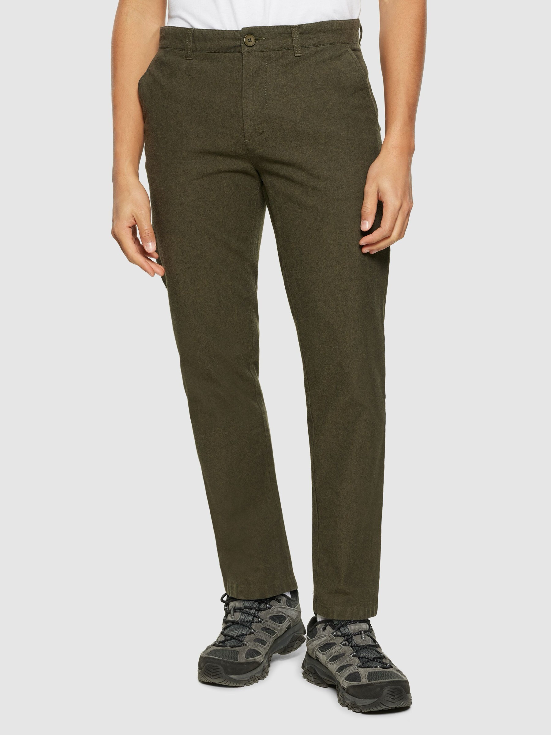 Hose Chuck Regular Flannel Chino Pants dark olive Knowledge Cotton Apparel