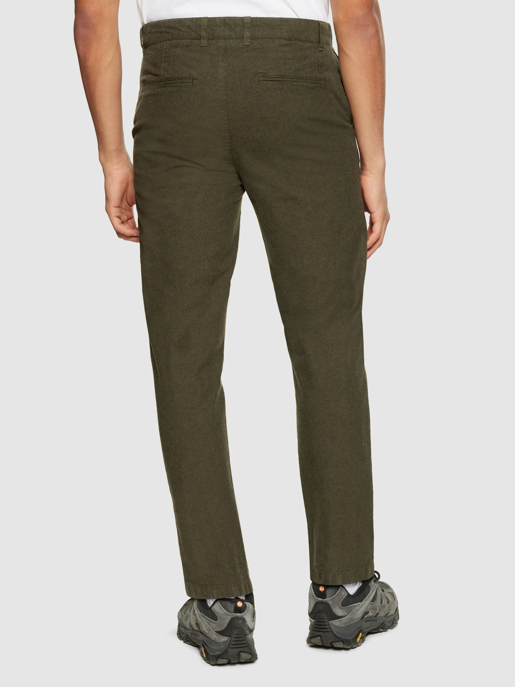 Hose Chuck Regular Flannel Chino Pants dark olive Knowledge Cotton Apparel