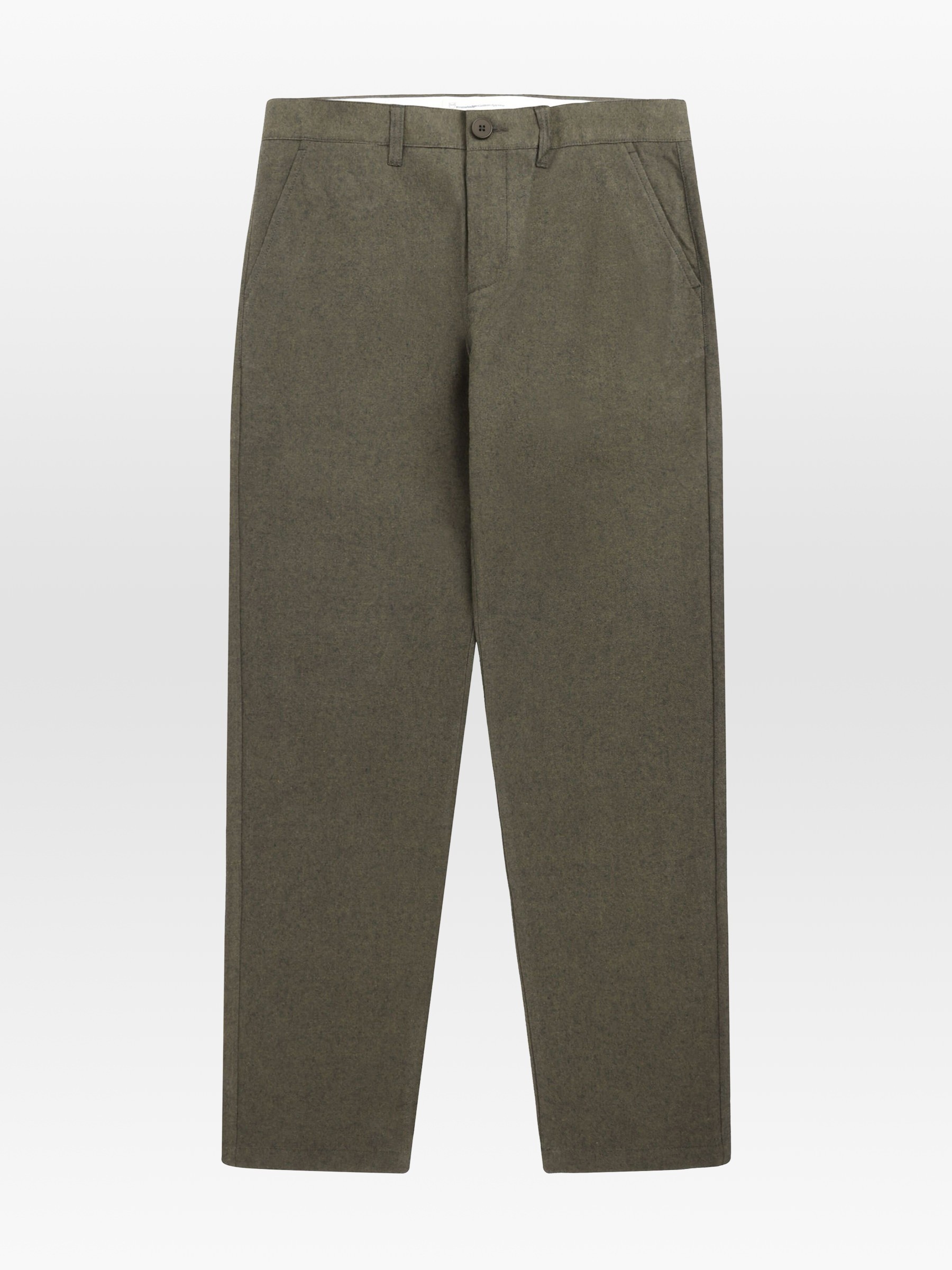 Hose Chuck Regular Flannel Chino Pants dark olive Knowledge Cotton Apparel