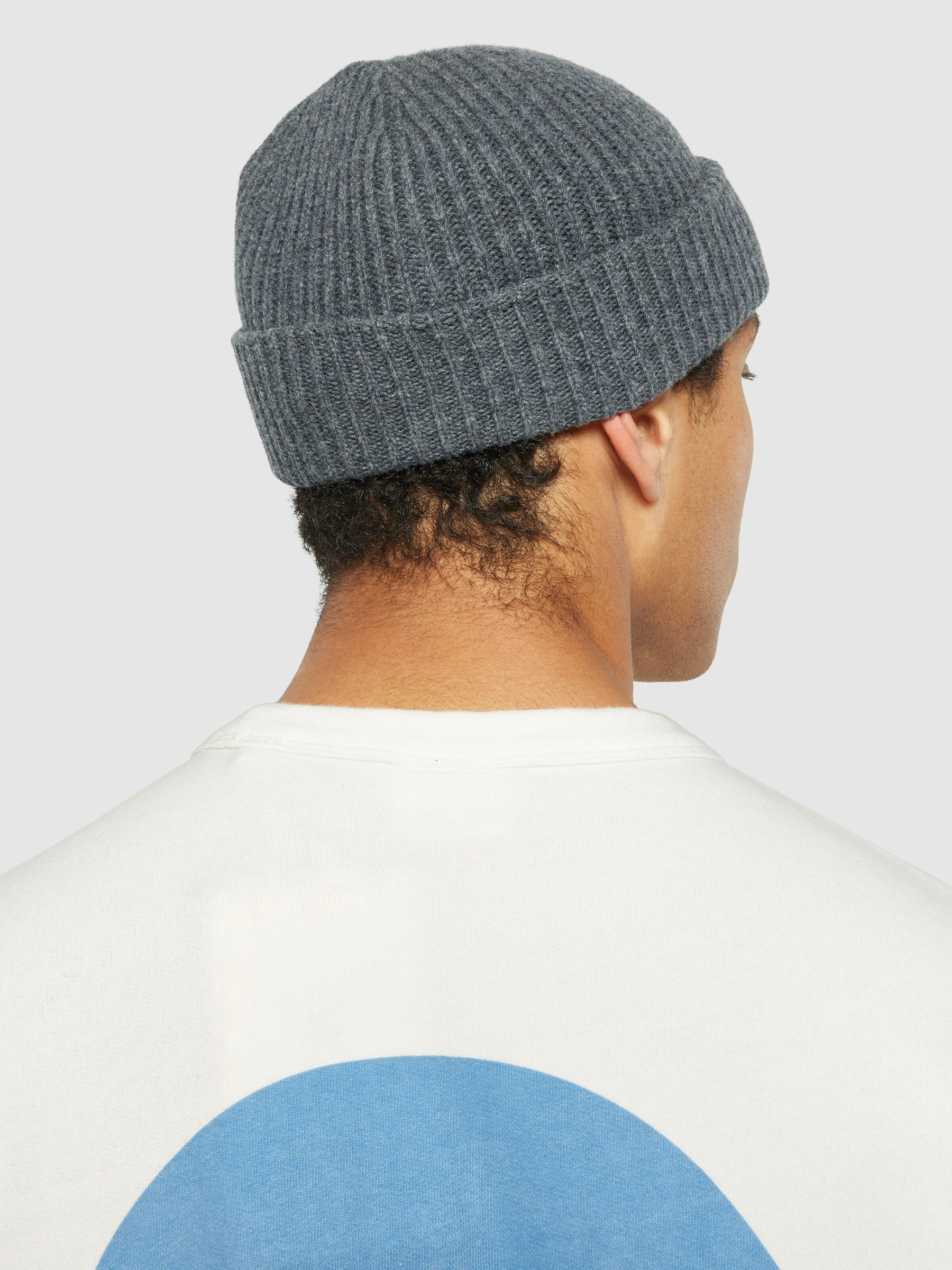 Mütze Low Wool Rib Beanie dark grey melange Knowledge Cotton Apparel