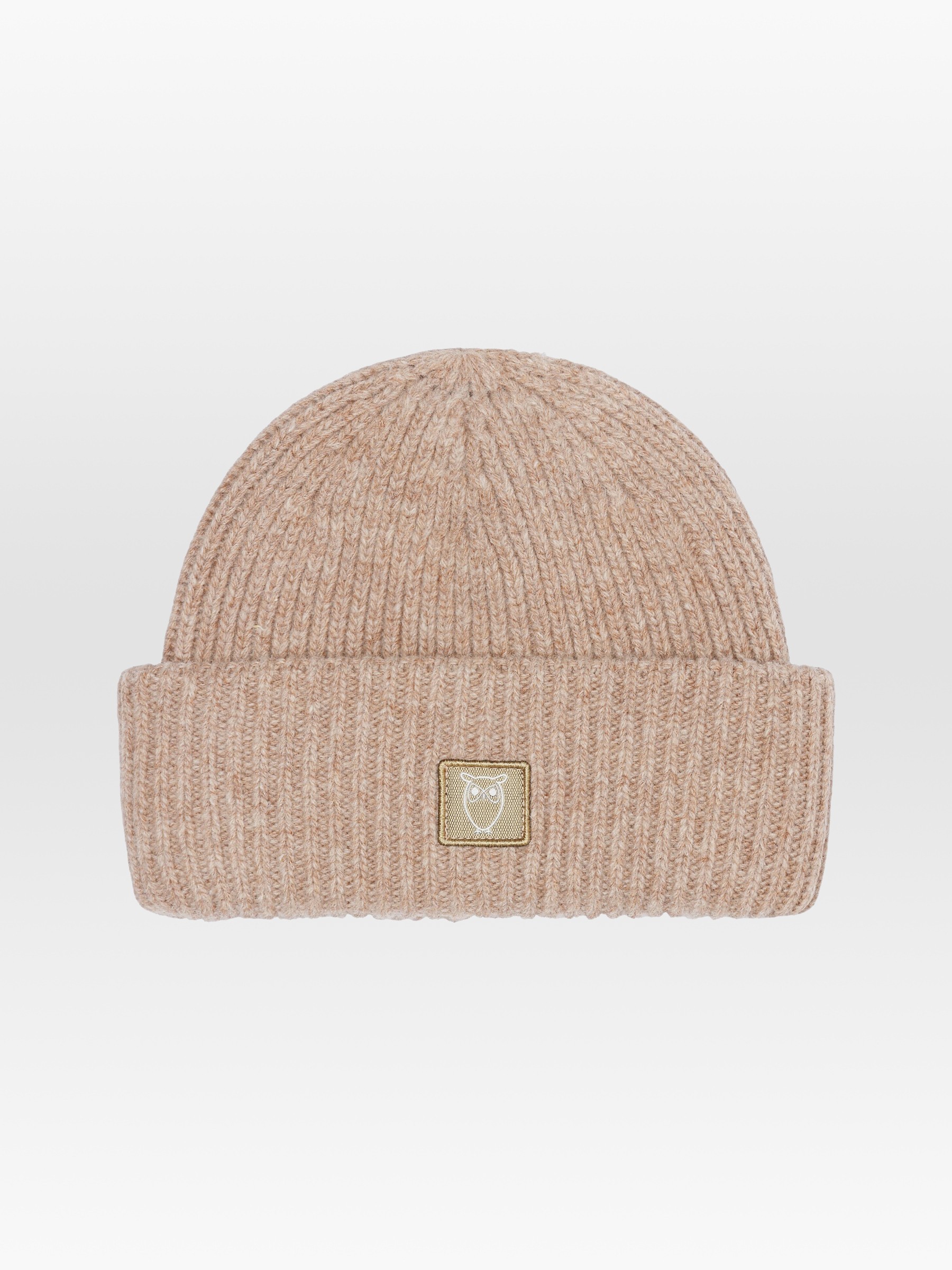 Mütze Low Wool Rib Beanie kelp melange Knowledge Cotton Apparel