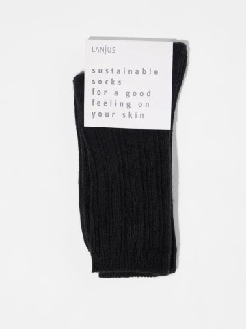 Socken mit Rippenstrick black Lanius