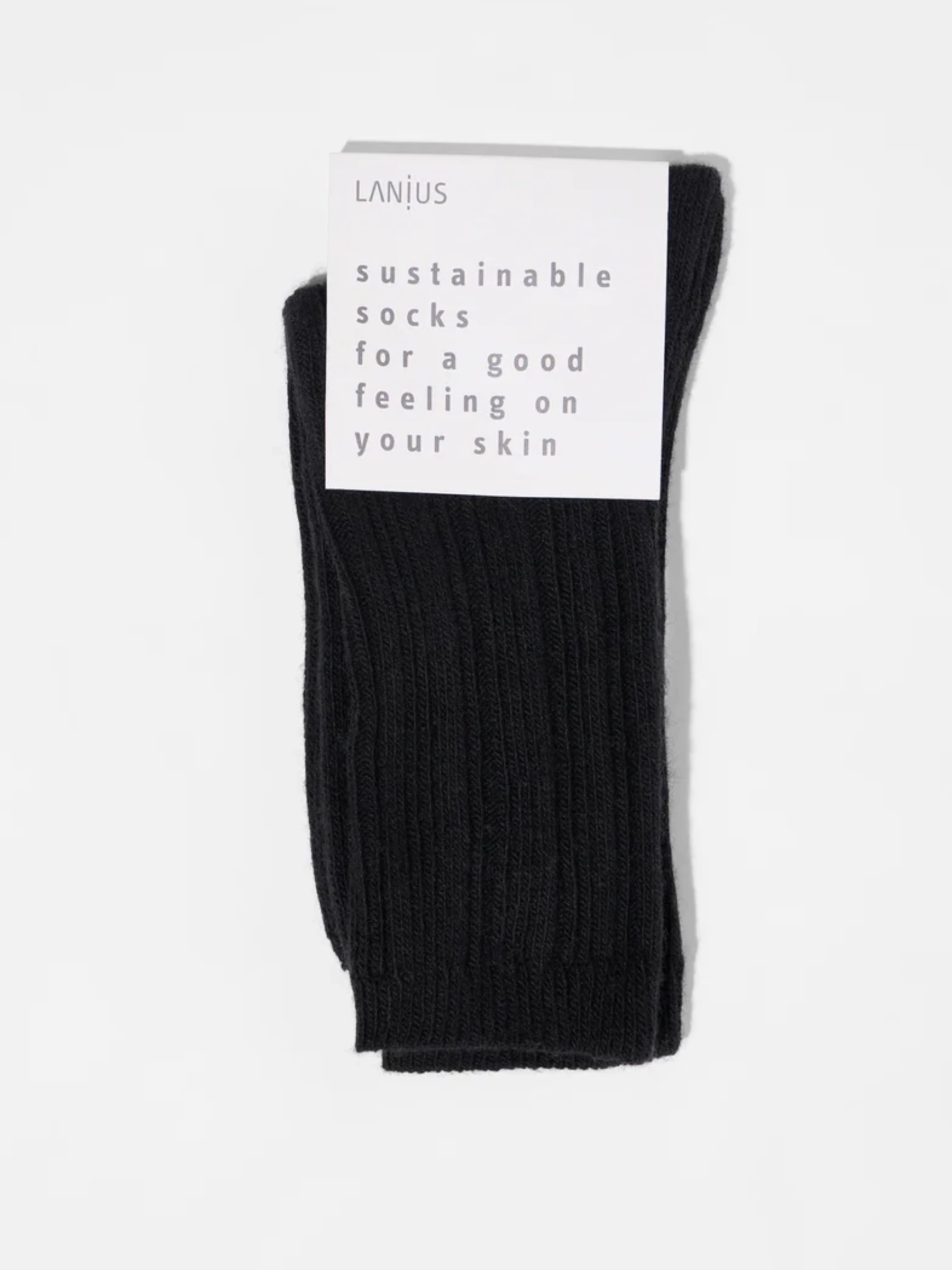 Socken mit Rippenstrick black Lanius