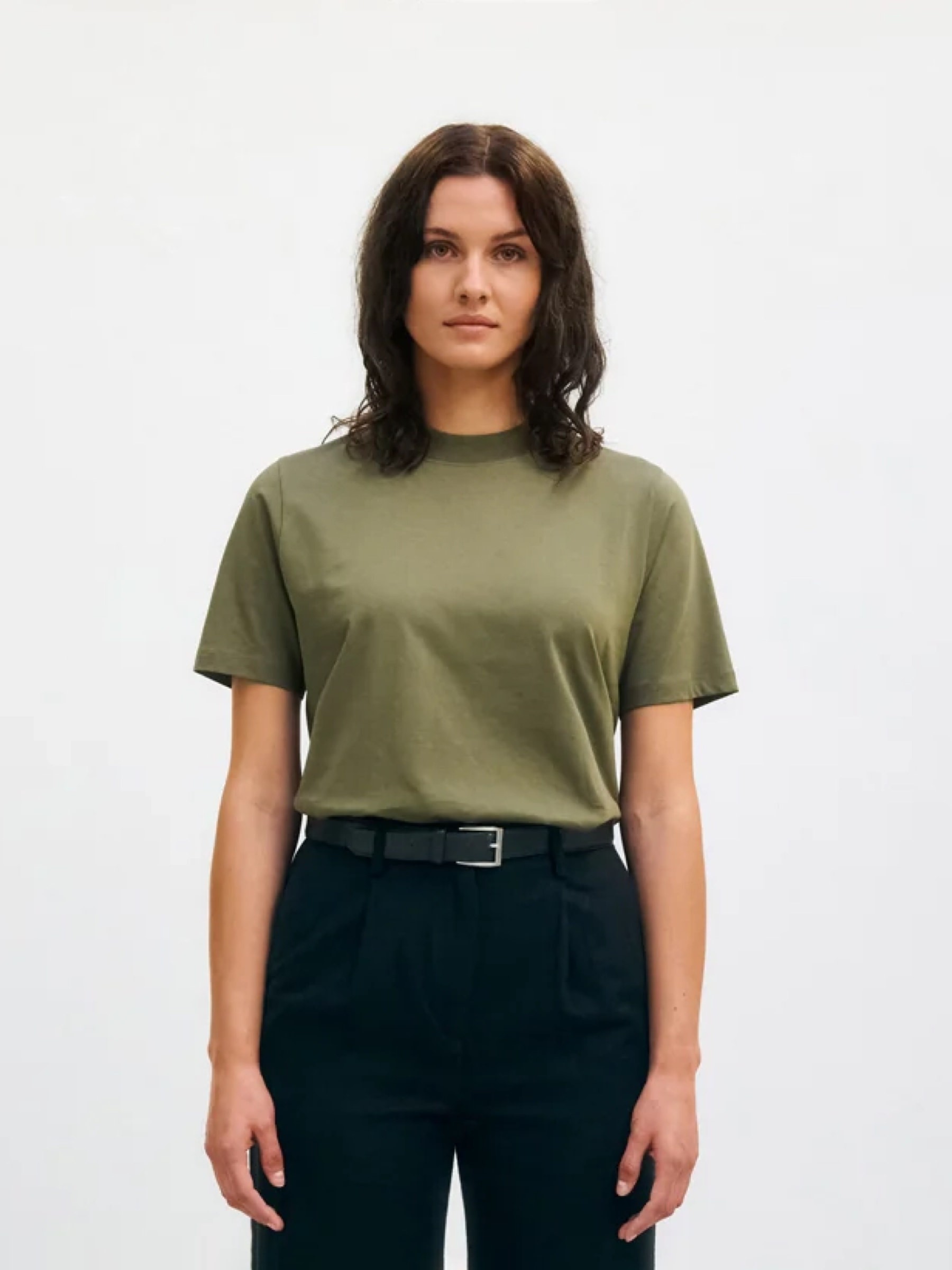 Big Collar T-Shirt fir green Rotholz