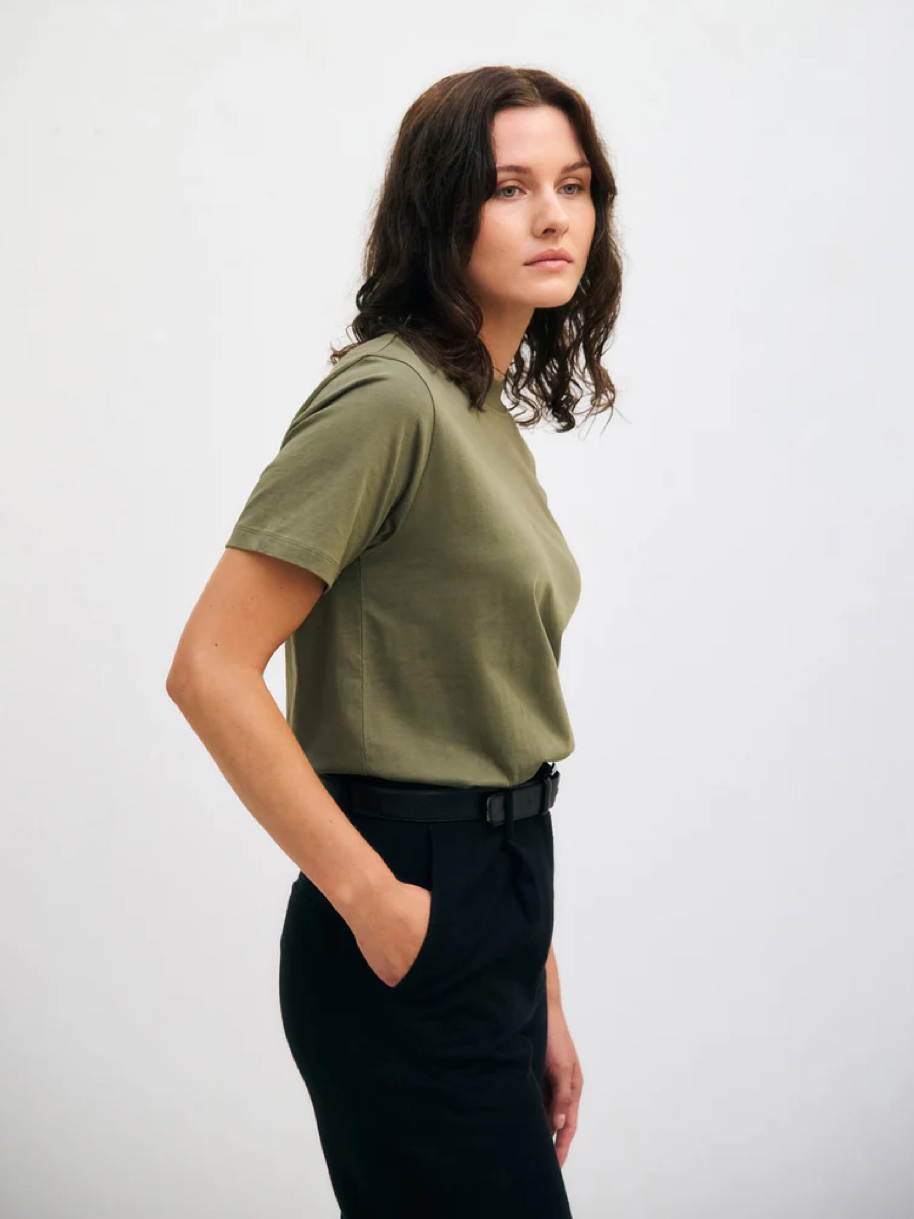 Big Collar T-Shirt fir green Rotholz