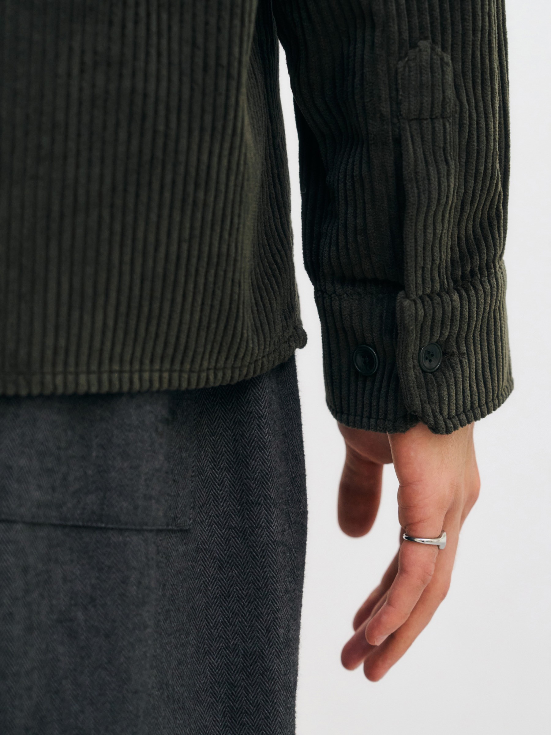 Hemd Cord Casual Shirt dark green Rotholz