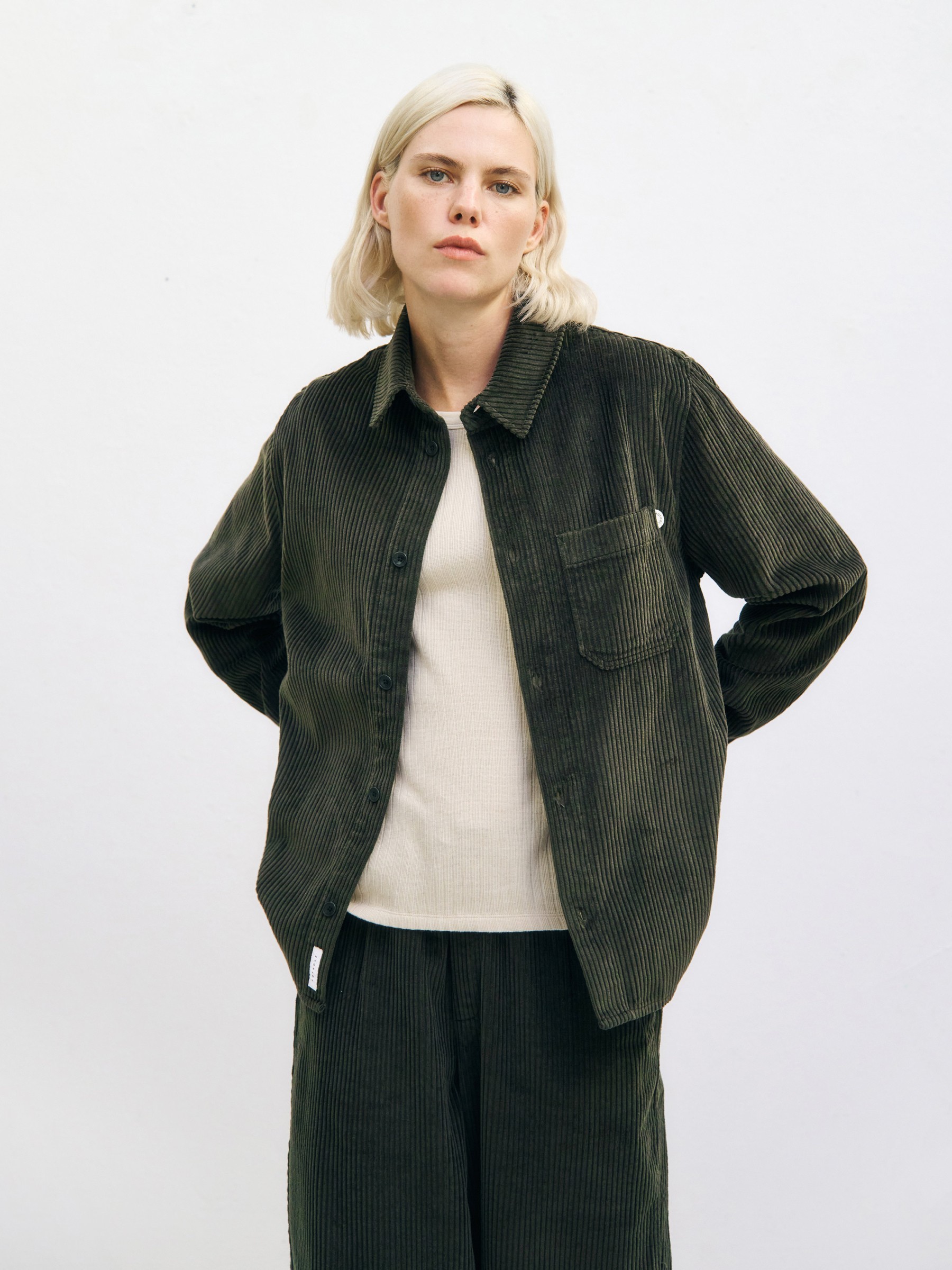 Hemd Cord Casual Shirt dark green Rotholz