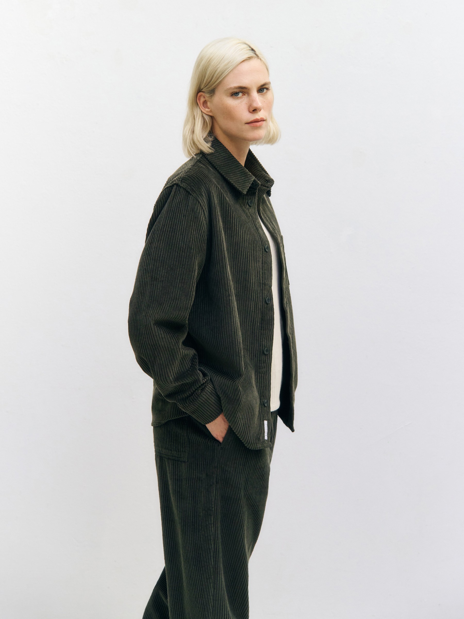Hemd Cord Casual Shirt dark green Rotholz