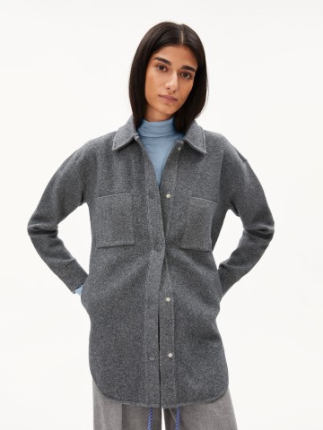 Overshirt Jacke Almaraa Soft mid grey melange oatmilk Armedangels