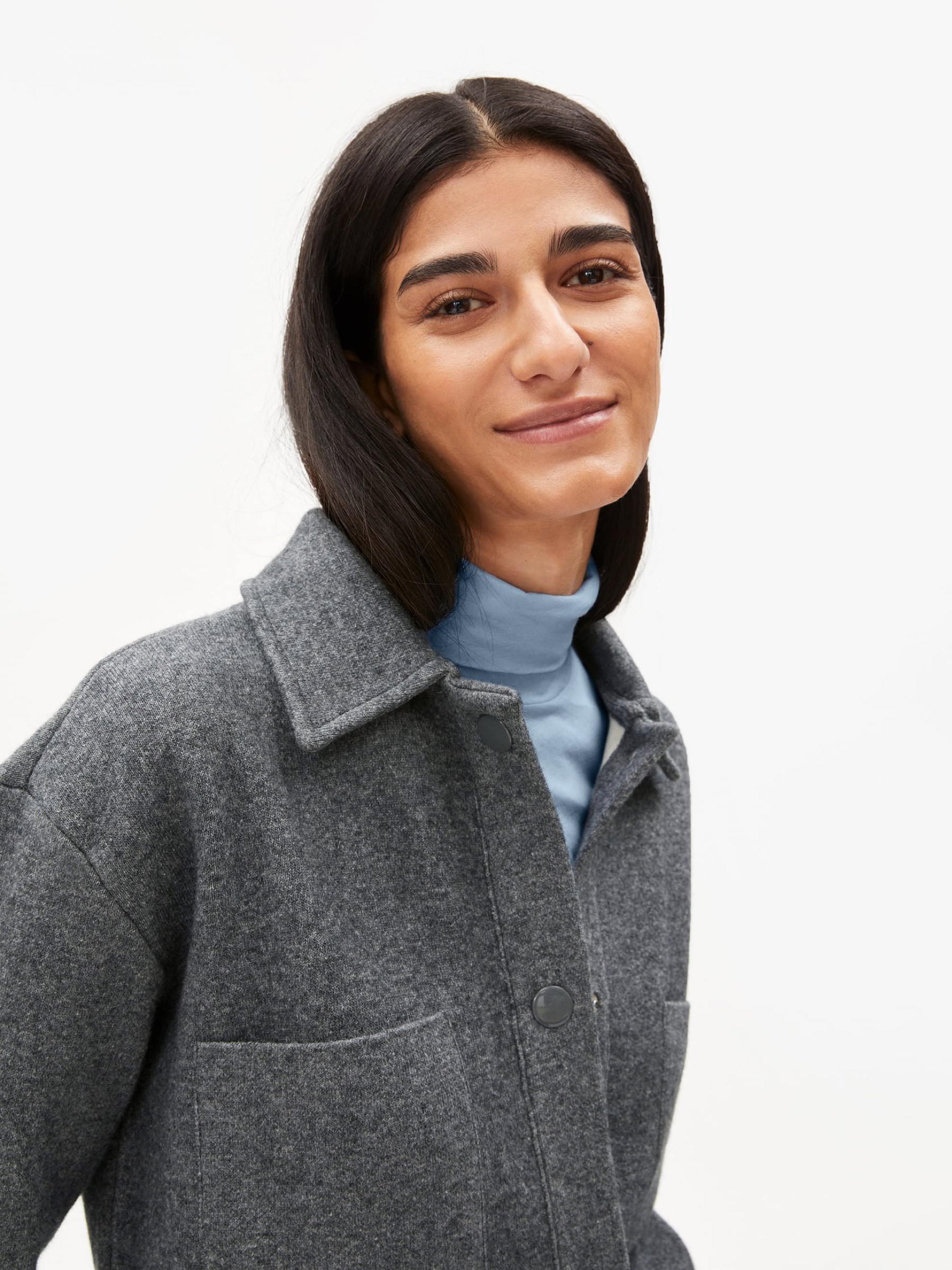 Overshirt Jacke Almaraa Soft mid grey melange oatmilk Armedangels