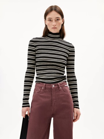 Longsleeve Alaania Chiffron Stripe black-oatmilk Armedangels