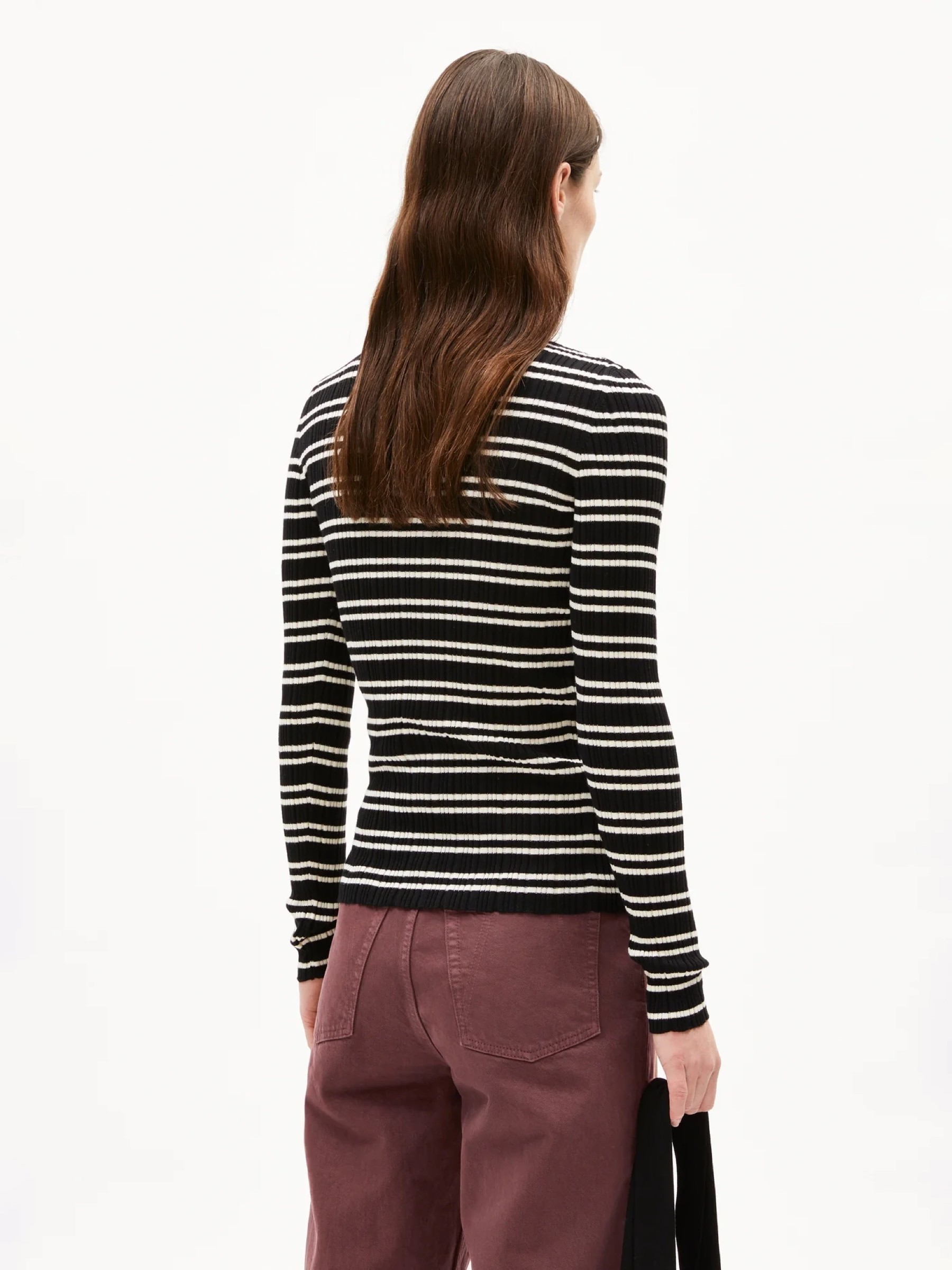 Longsleeve Alaania Chiffron Stripe black-oatmilk Armedangels