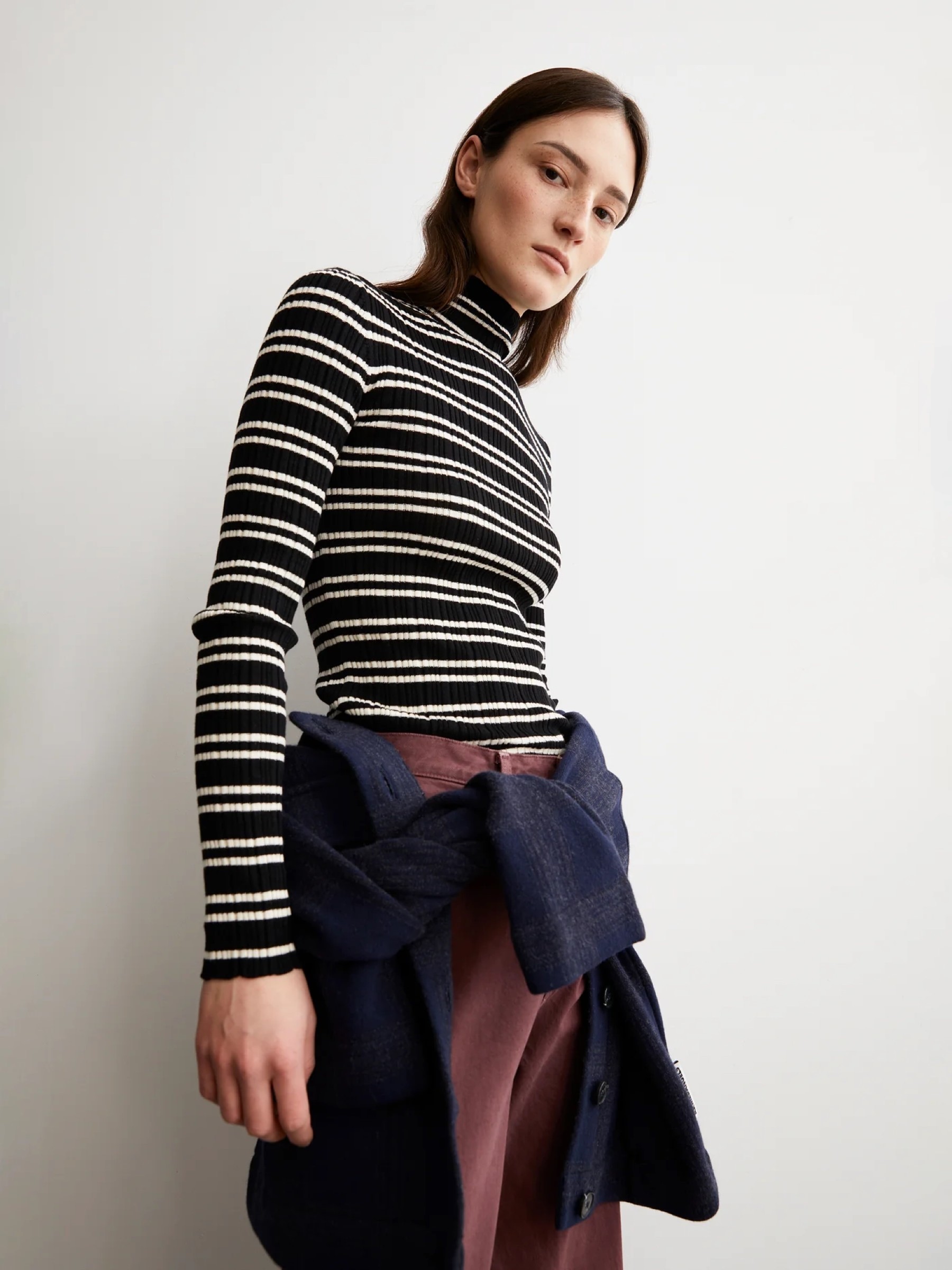 Longsleeve Alaania Chiffron Stripe black-oatmilk Armedangels
