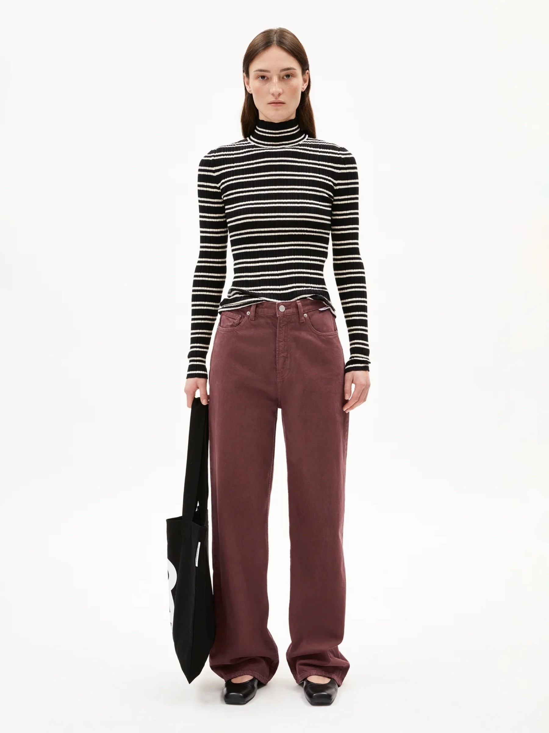 Longsleeve Alaania Chiffron Stripe black-oatmilk Armedangels