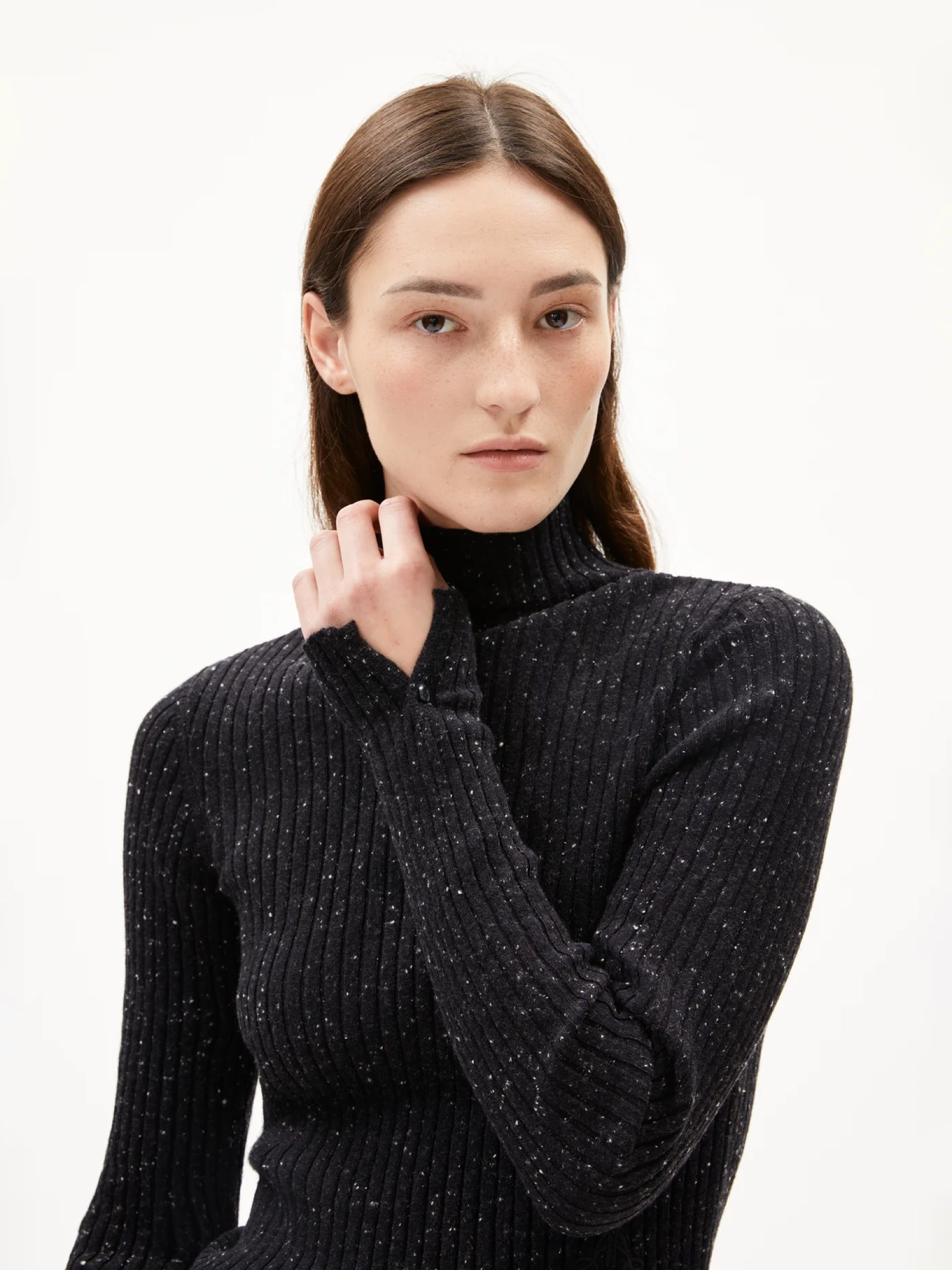 Longsleeve Alaania Tweed black-oatmilk Armedangels
